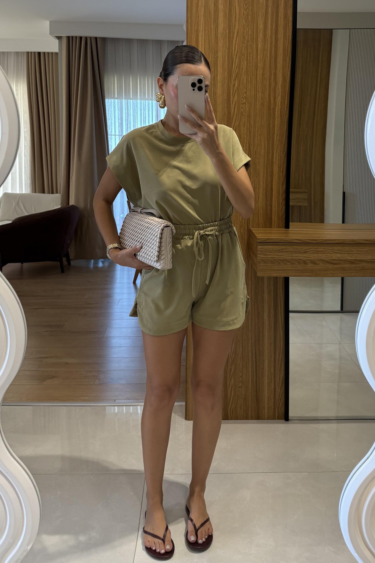 Cedric Çağla Tshirt Şort Modal Takım