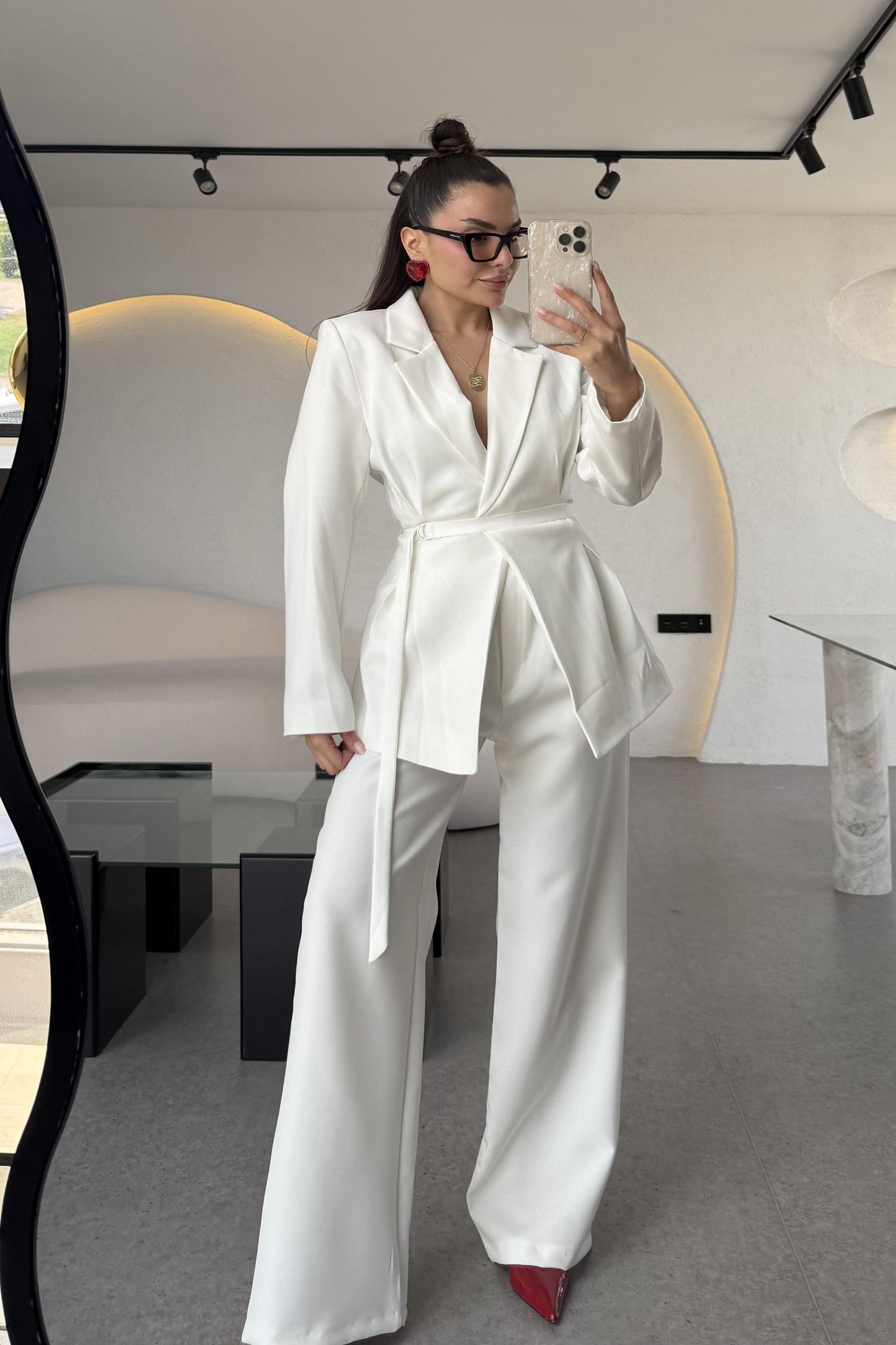 Celebration Beyaz Premium Blazer Pantolon Takım