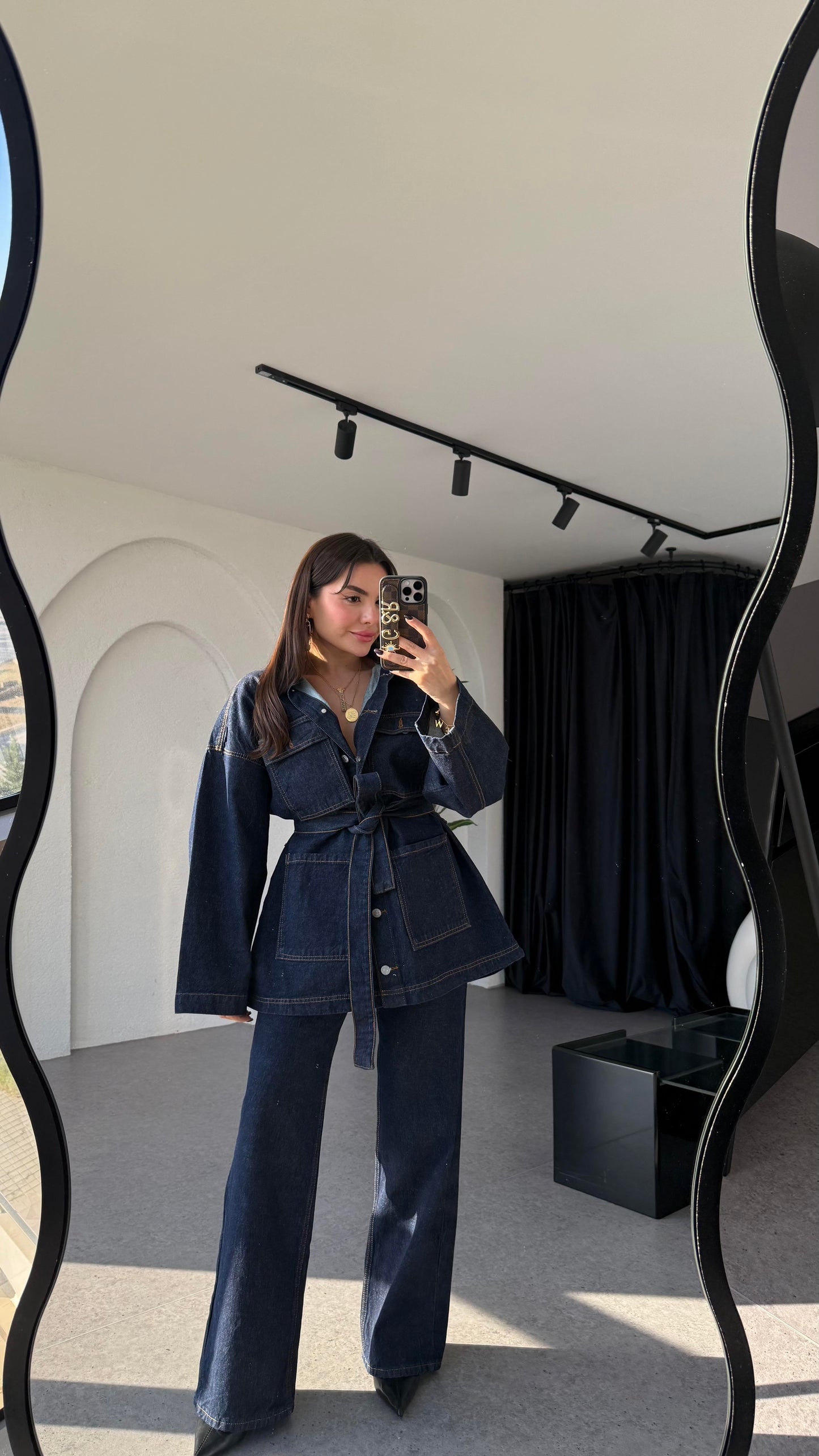 Chenko Darkblue 4 Cepli Uzun Ceket