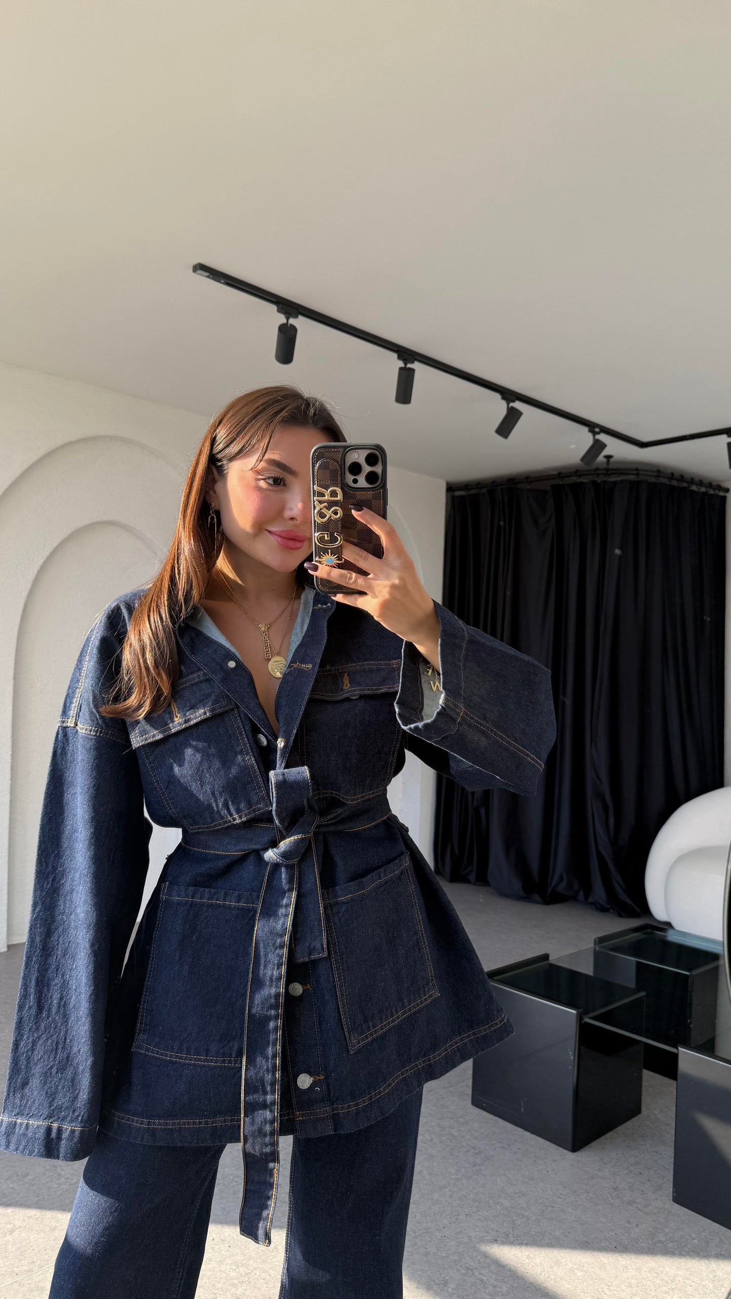 Chenko Darkblue 4 Cepli Uzun Ceket