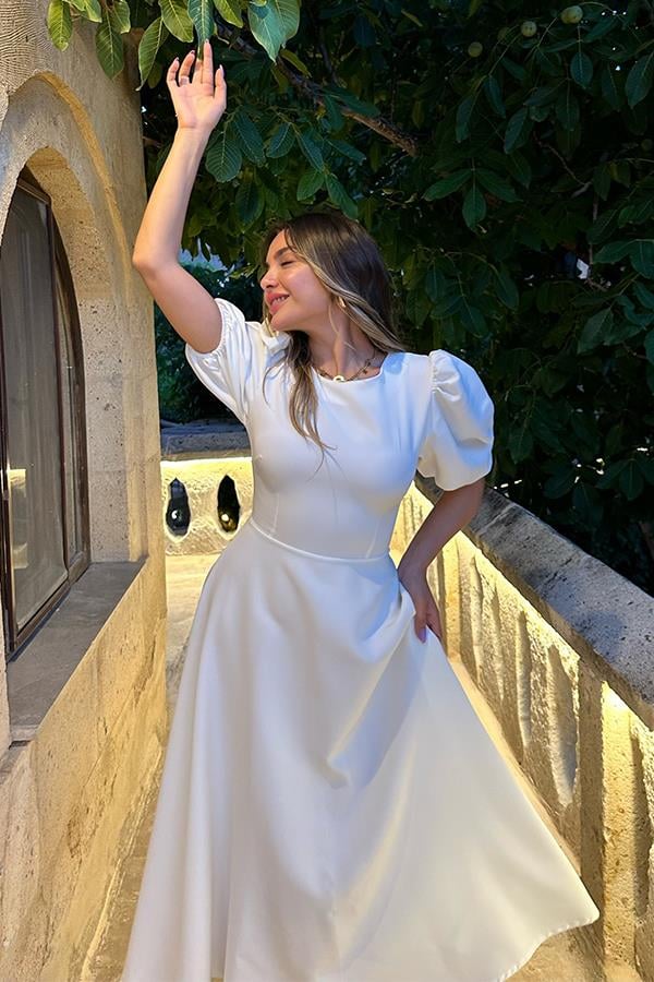 Christina Prenses Model Elbise - Beyaz