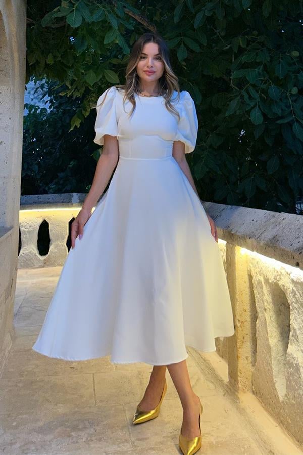 Christina Prenses Model Elbise - Beyaz