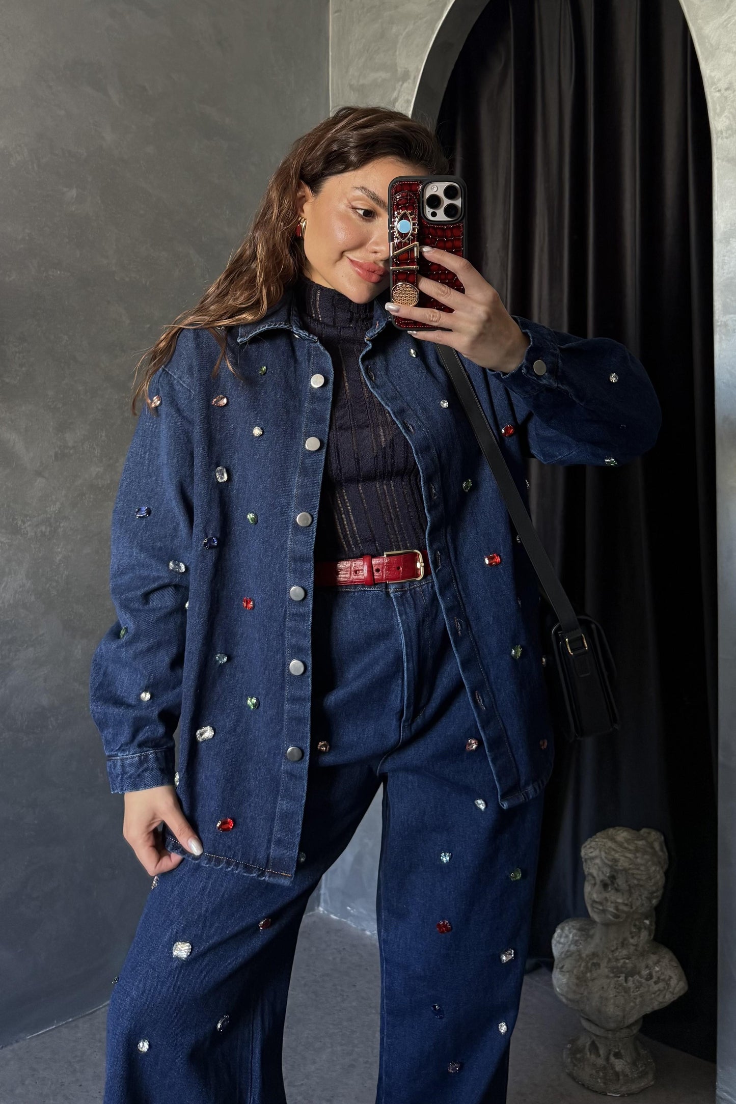 Colorful Denim Renkli Taşlı Takım