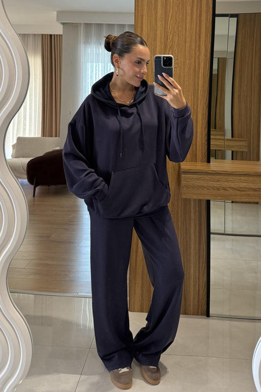 Dania Lacivert Oversize Kapüşonlu Eşofman Takımı