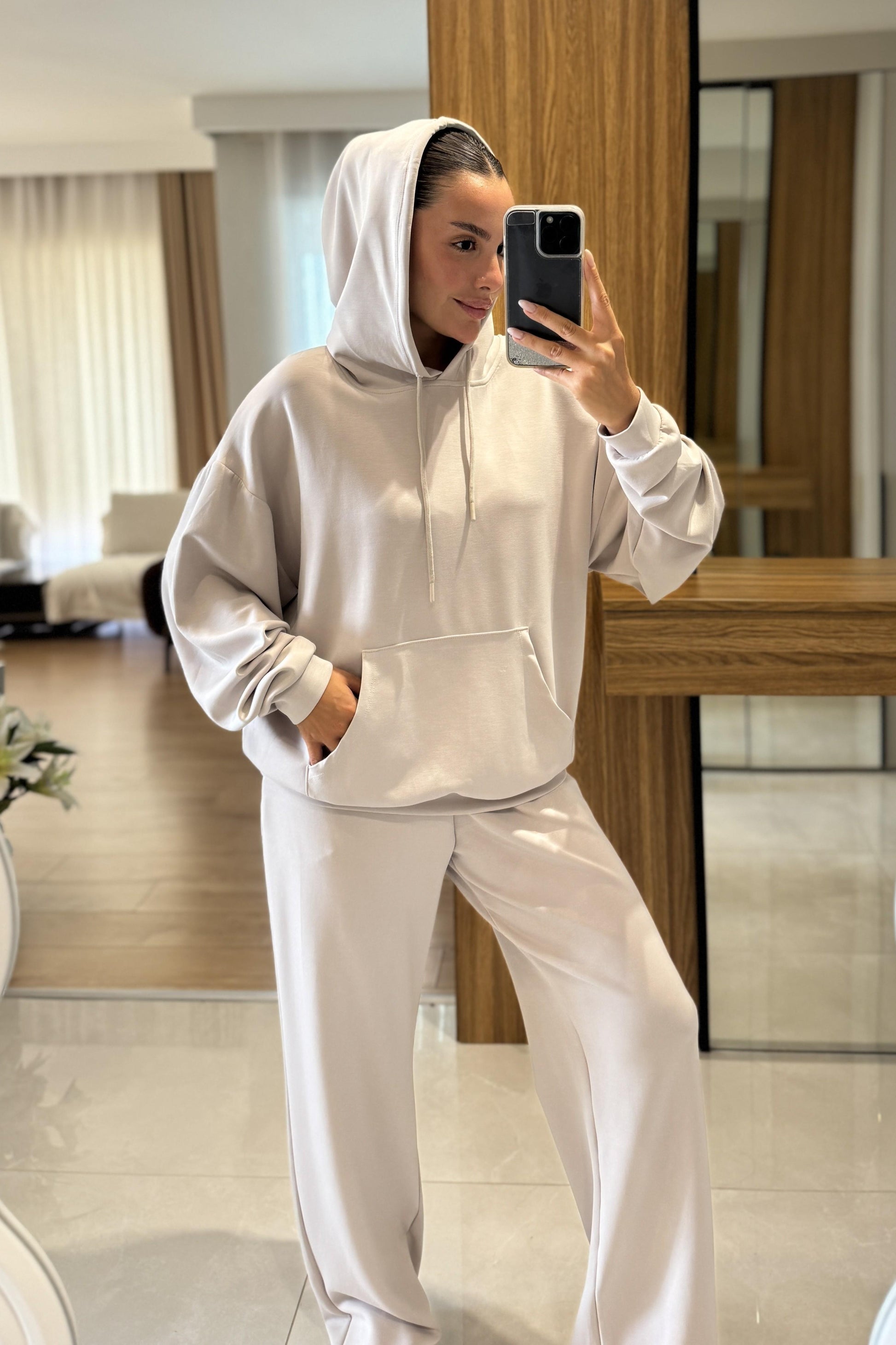 Dania Taş Oversize Kapüşonlu Eşofman Takımı