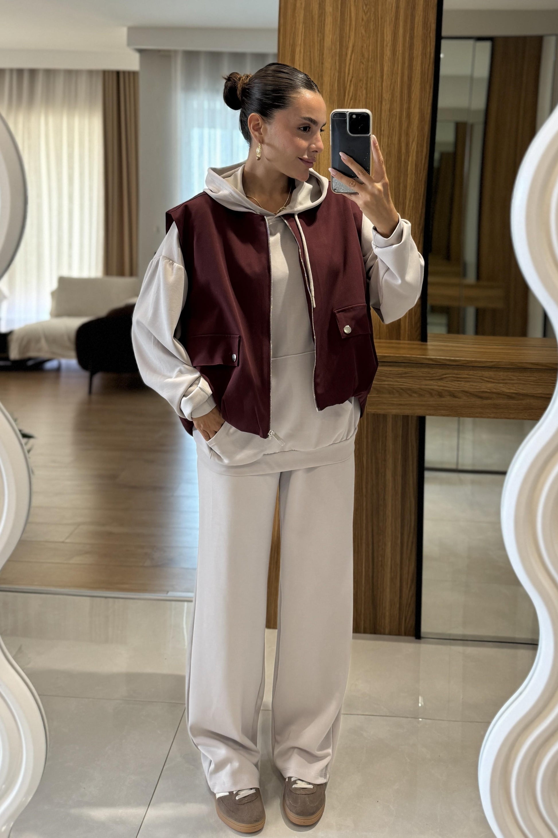 Dania Taş Oversize Kapüşonlu Eşofman Takımı