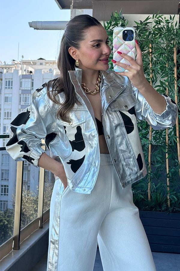 Dany Milka Desenli Silver Garnili Ceket
