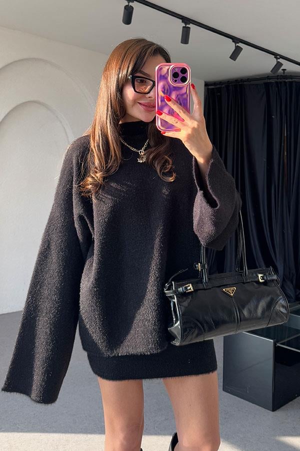 Darcio Siyah Yumoş Kazak Etek Takım