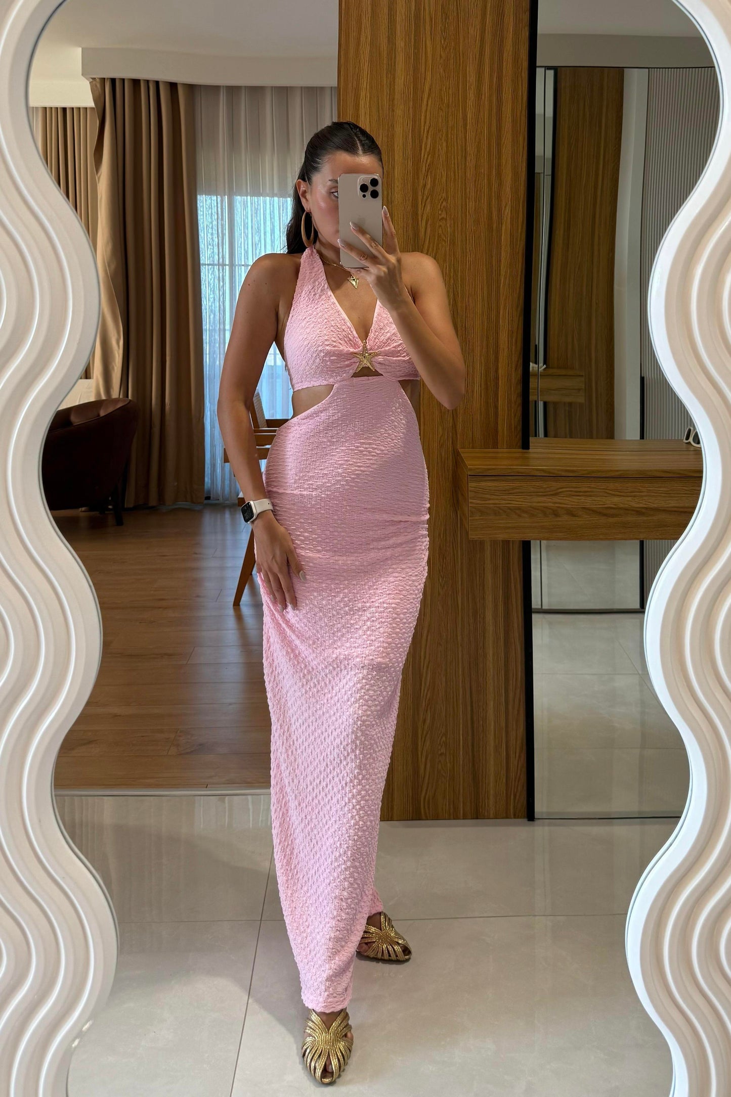 Darel Pembe Deniz Yıldızı Aksesuarlı Elbise