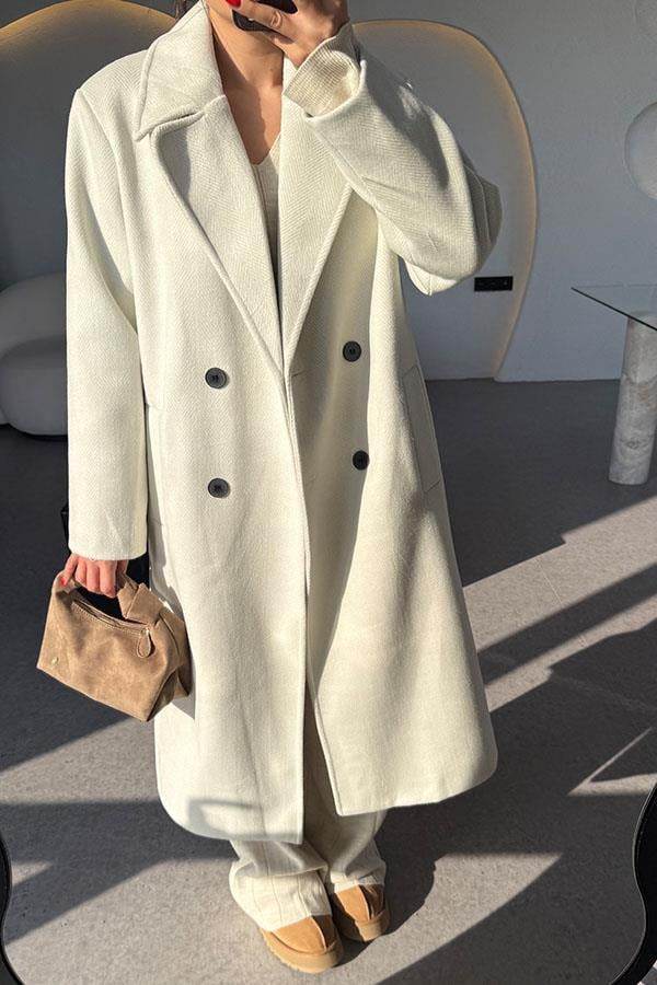 Daria Taş Çizgili Midi Kaşe Kaban