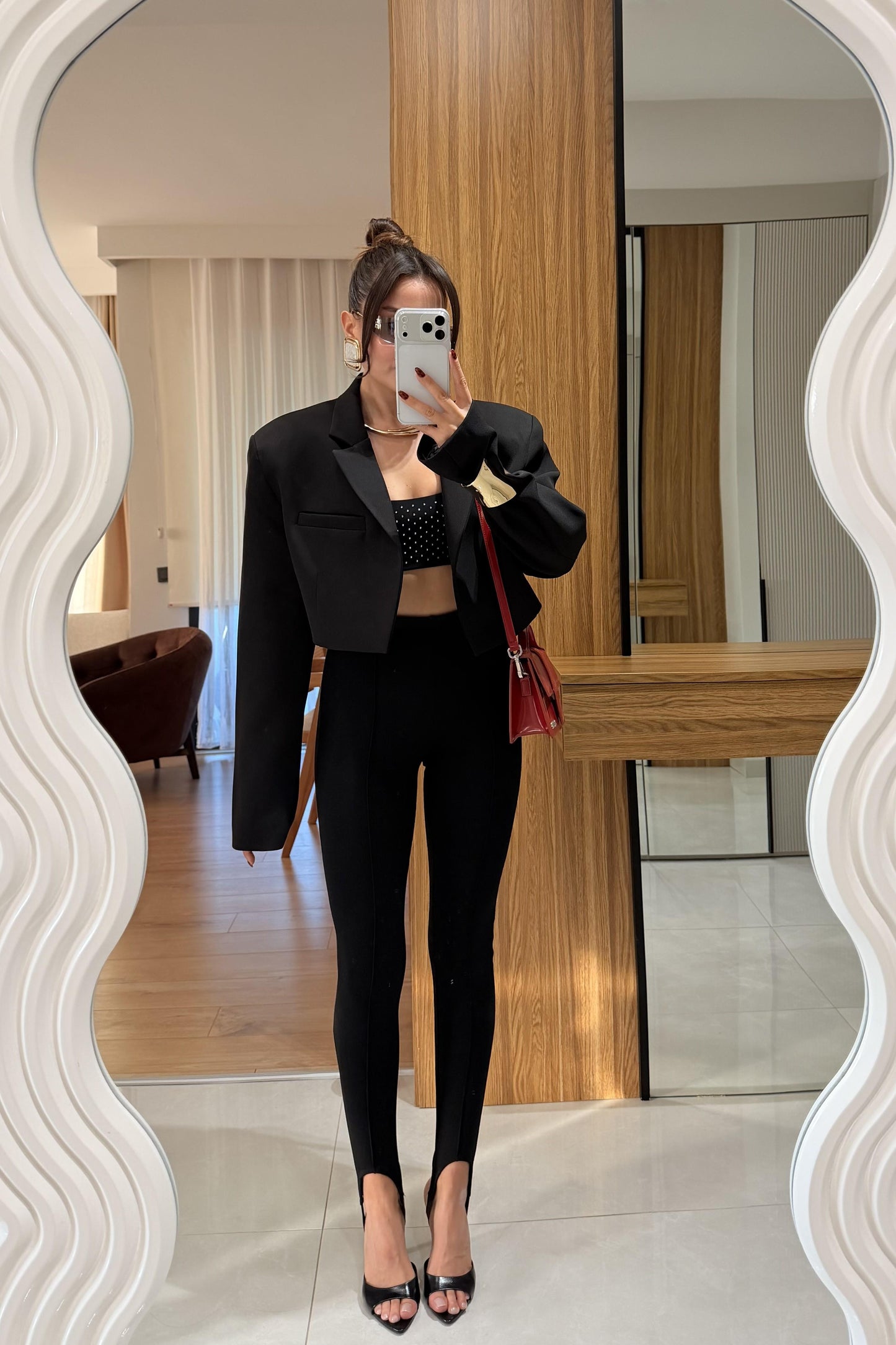 Denhaag Siyah Premium Vatkalı Mini Ceket