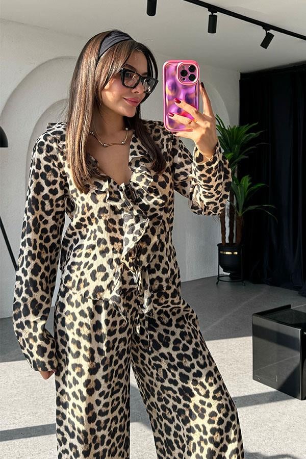 Denis Fırfırlı Açık Leopar Takım