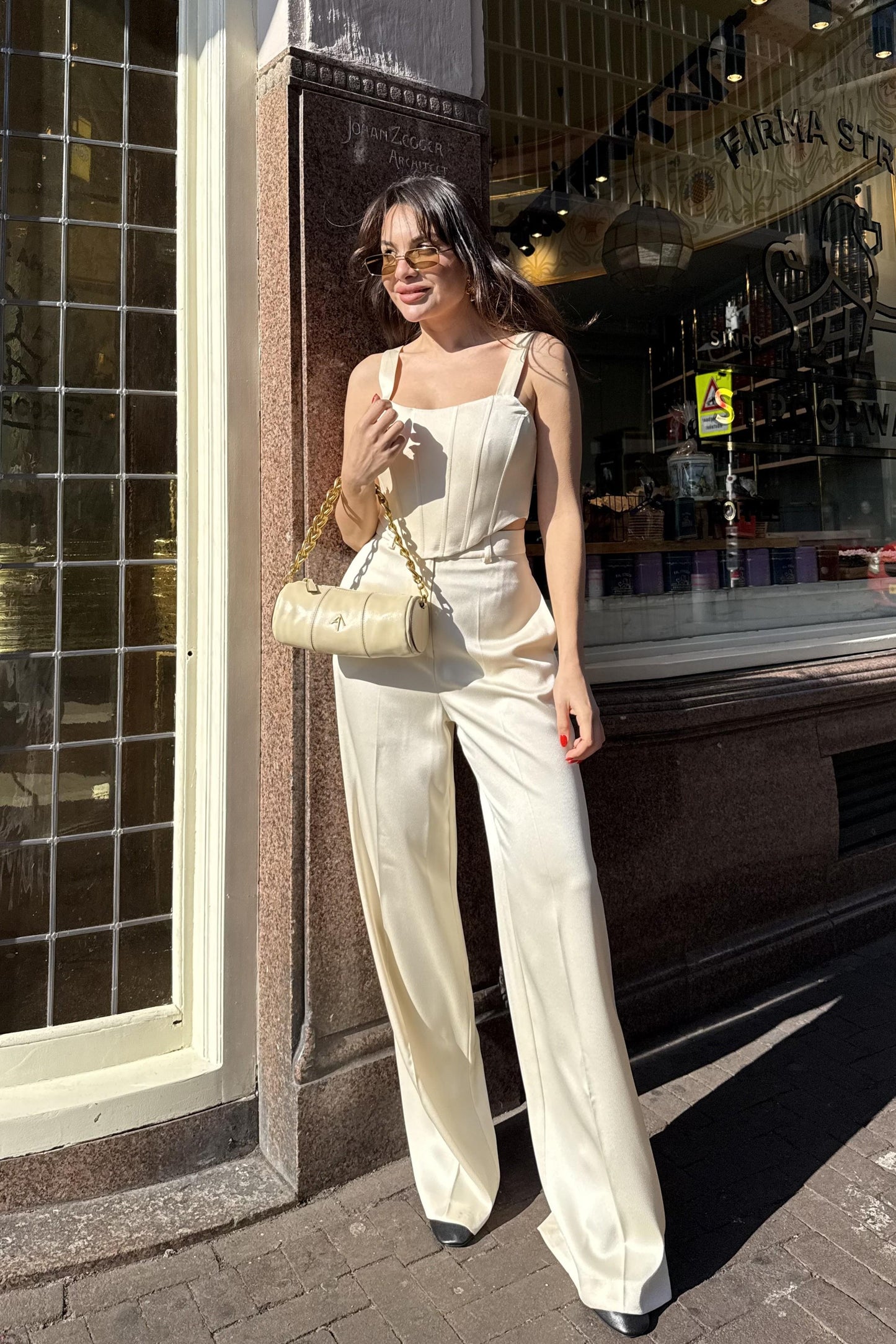 Deventer Krem Saten Korse Takım