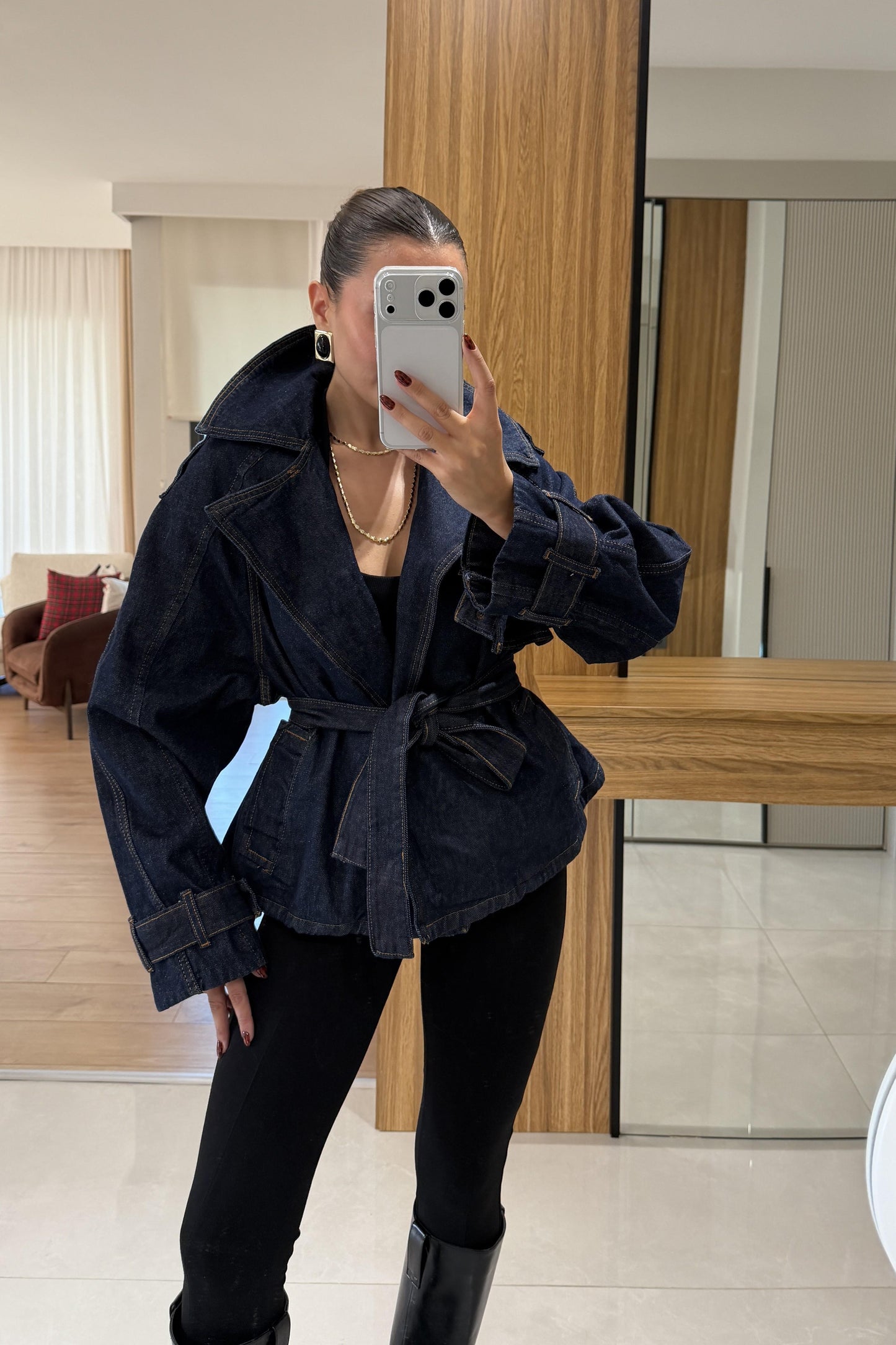 Doris Denim Geniş Yaka Ceket