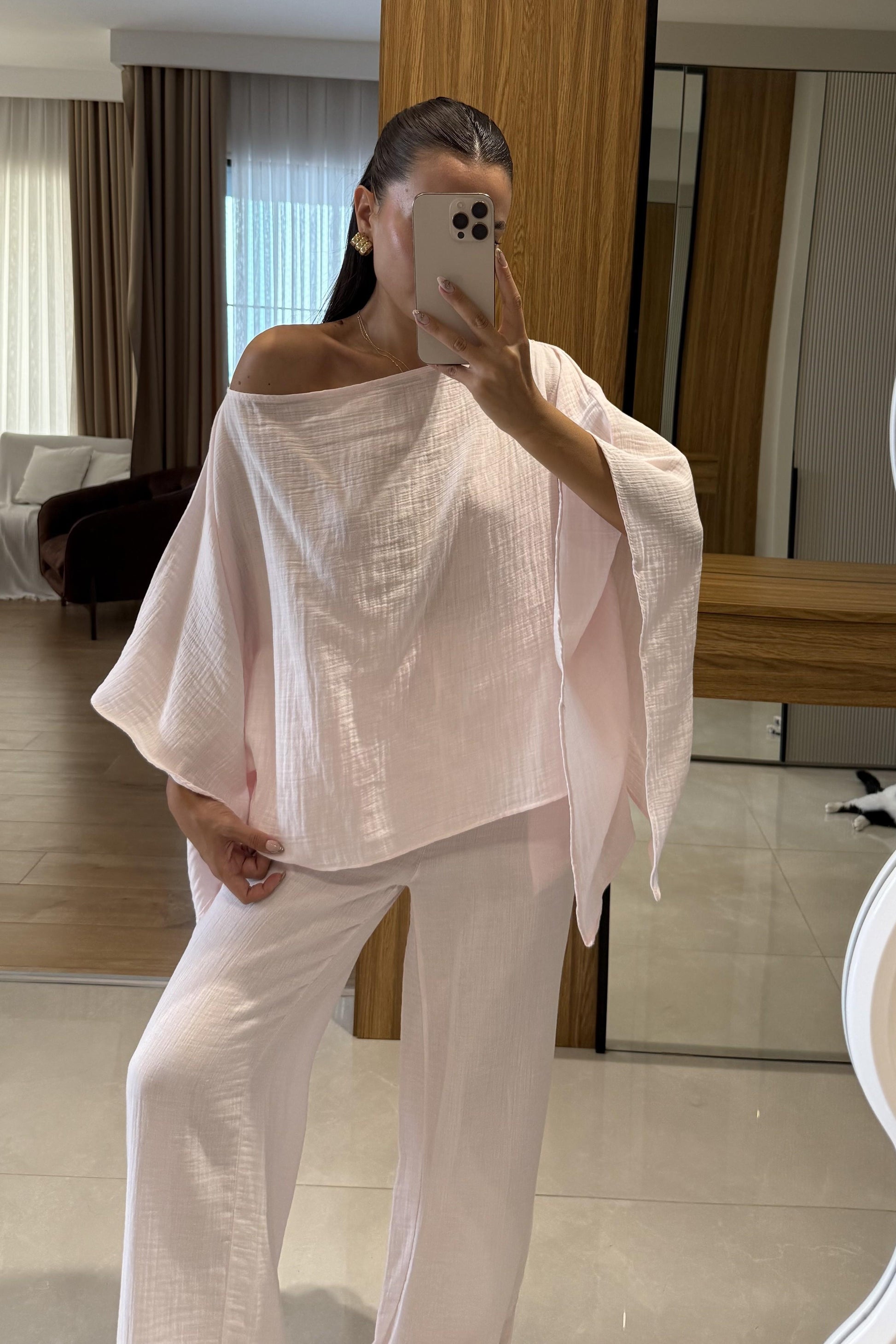 Dubai Pudra Yarasa Kol Müslin Takım