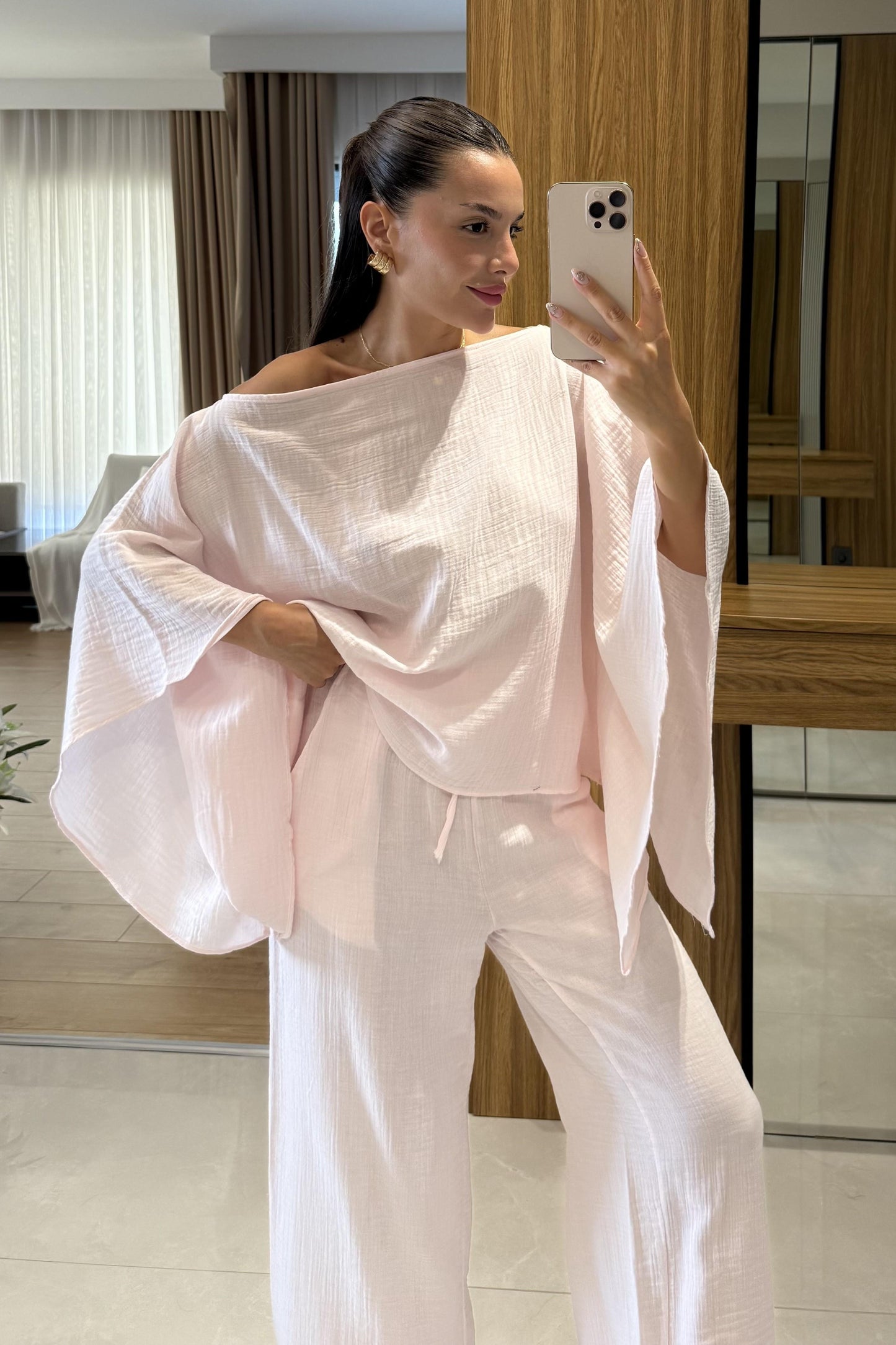 Dubai Pudra Yarasa Kol Müslin Takım