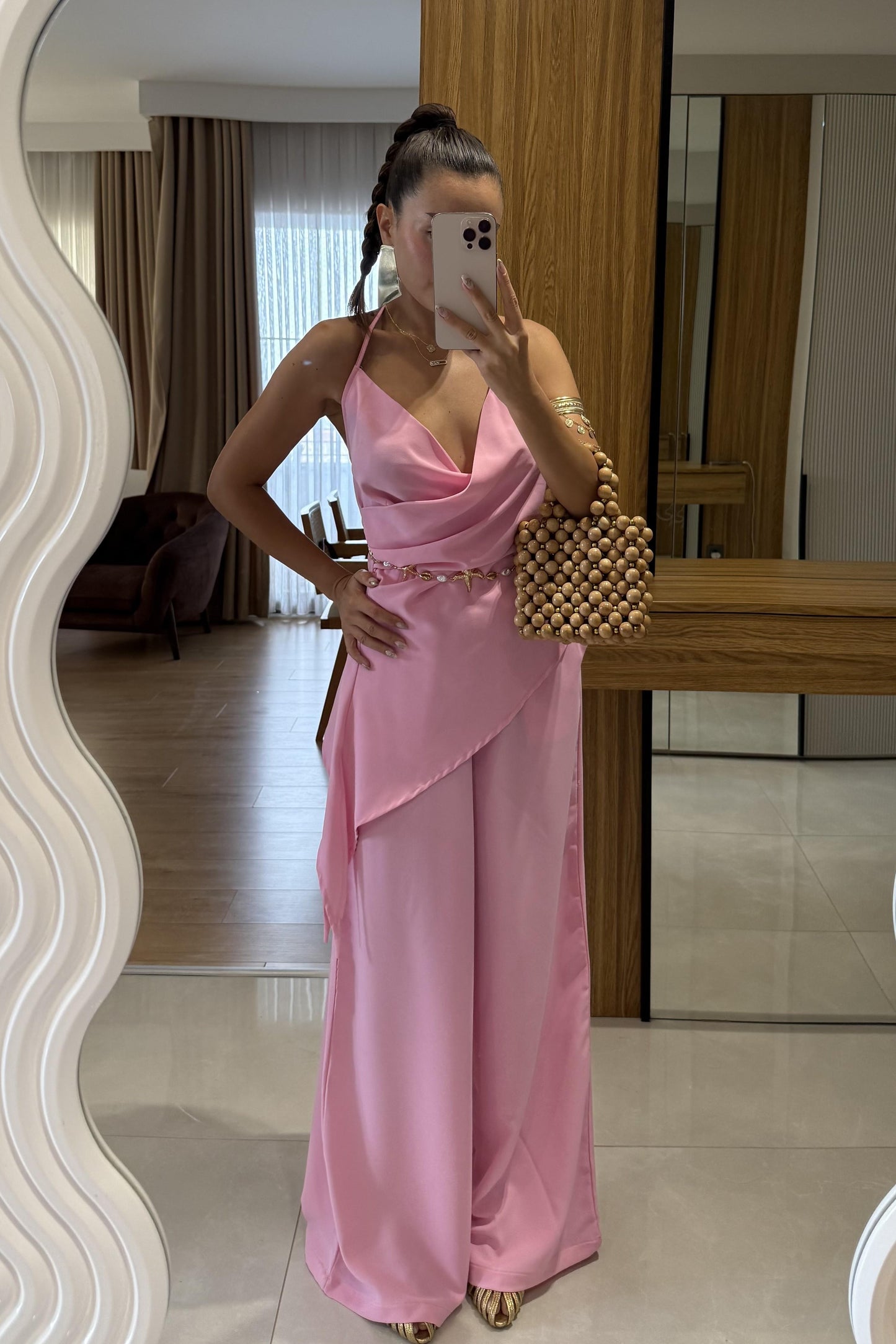 Elabella Pembe Çapraz Drapeli İkili Takım