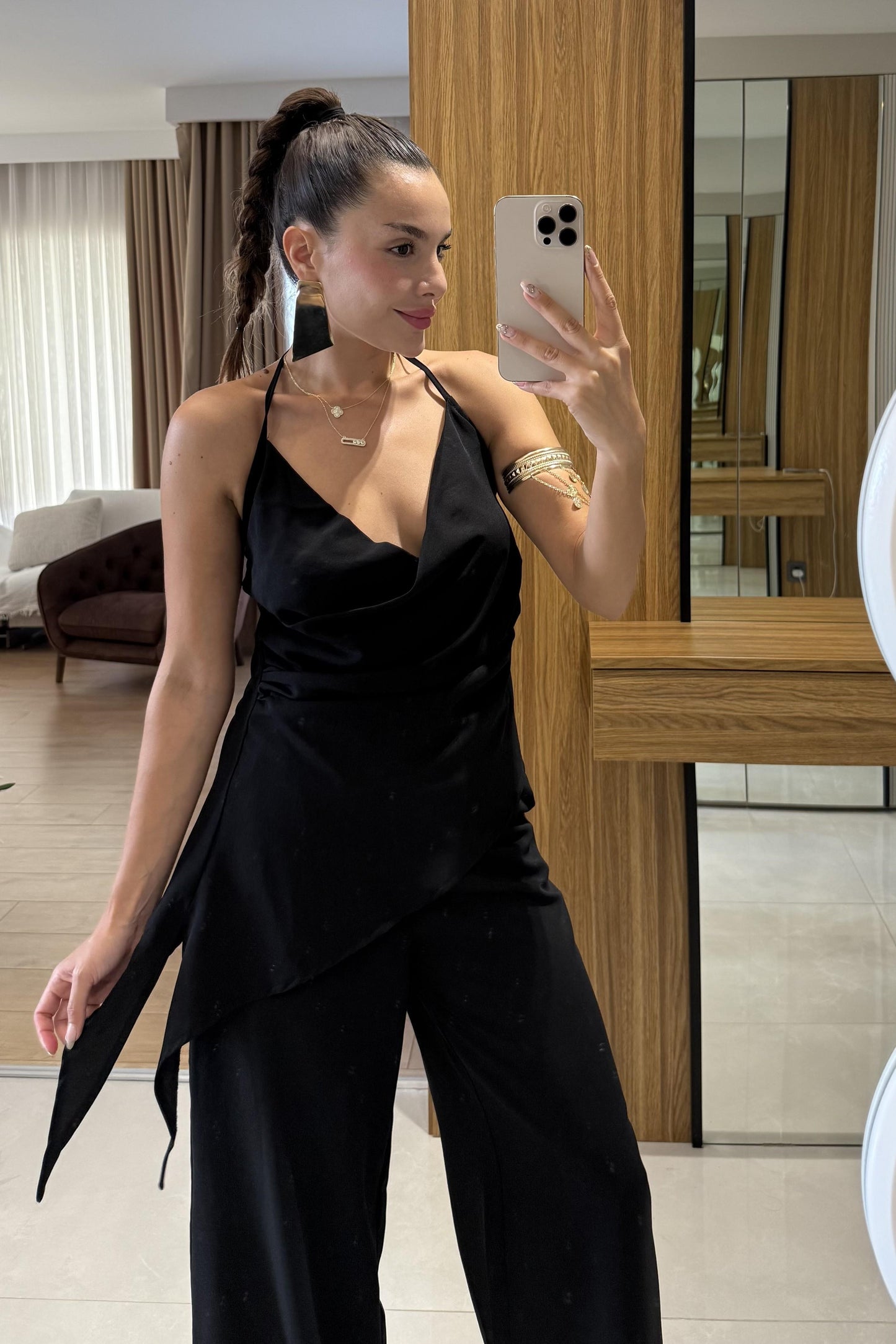 Elabella Siyah Çapraz Drapeli İkili Takım