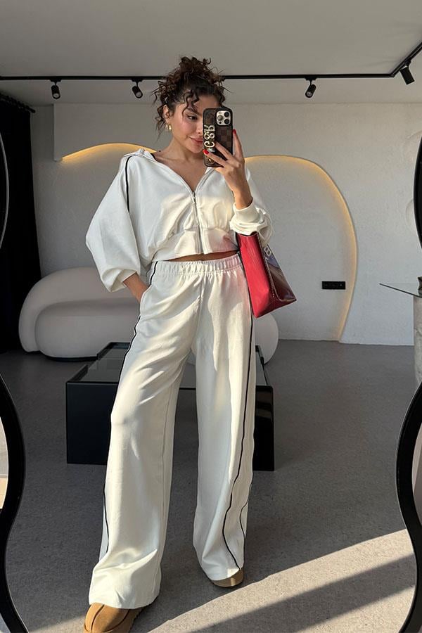 Elena Beyaz Biyeli Modal Takım