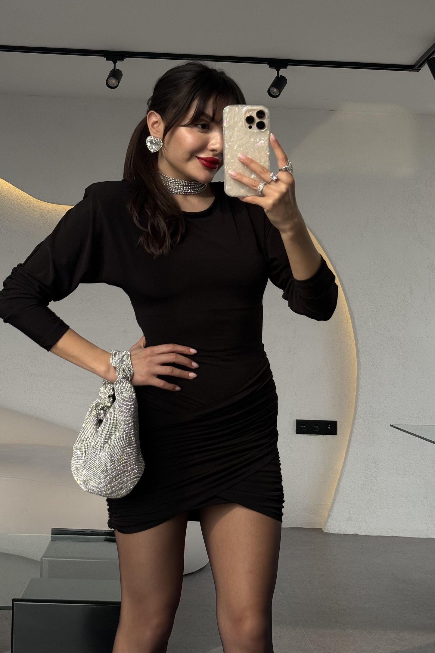 Elizabeth Eteği Drapeli Vatkalı Elbise