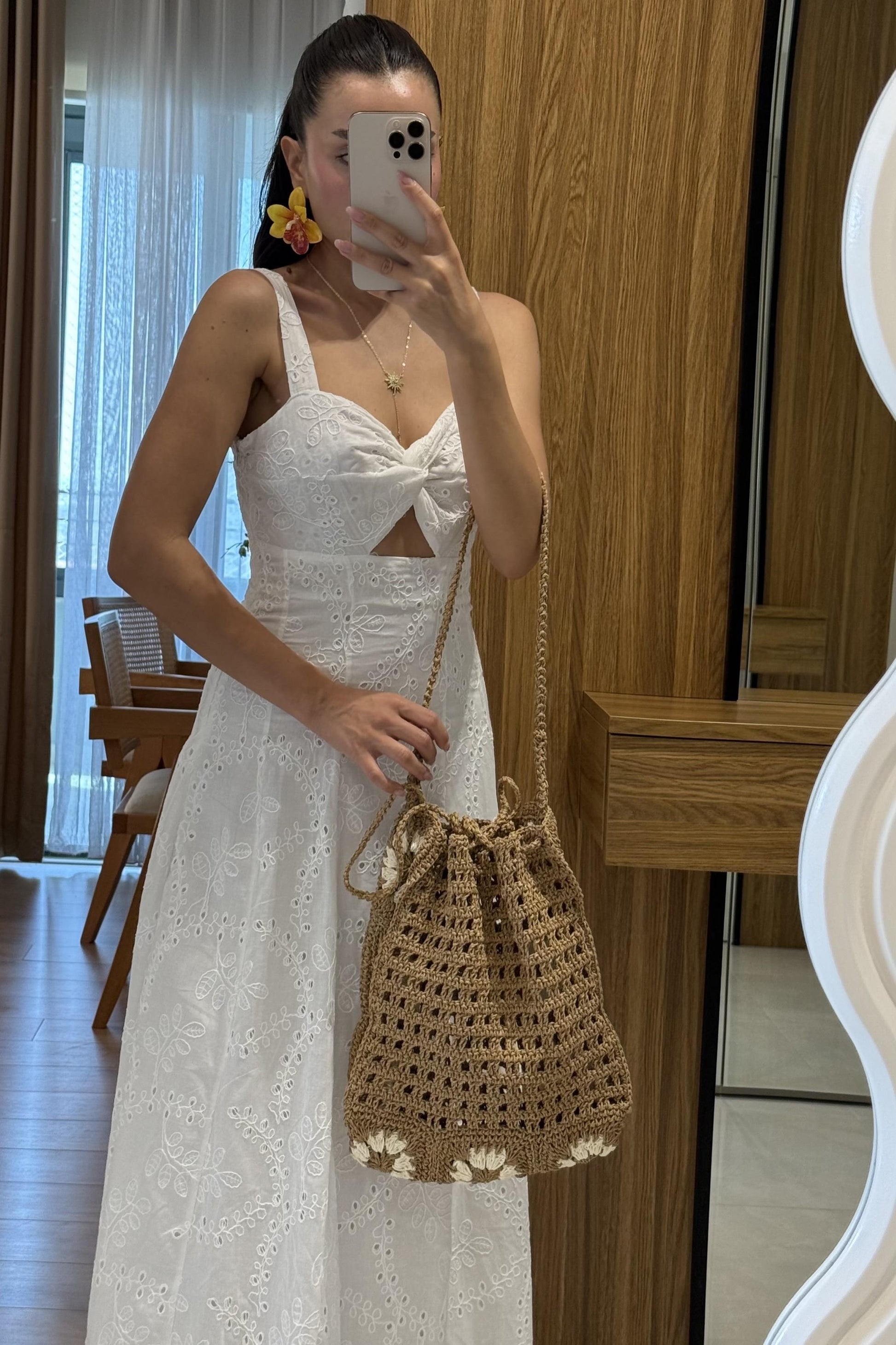 Elowen Beyaz Astarlı Fisto Elbise