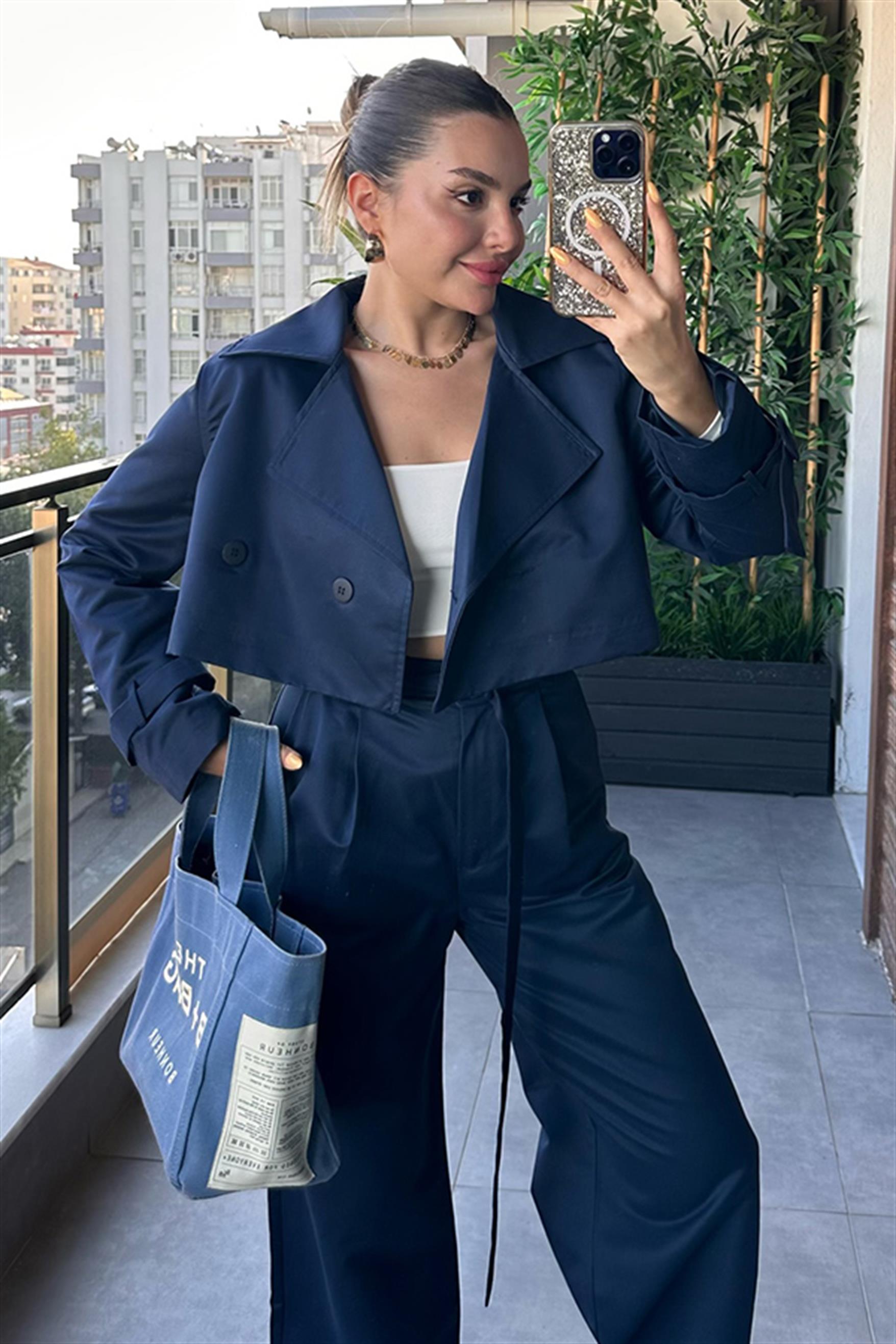 Estilo Mini Lacivert Trençkot