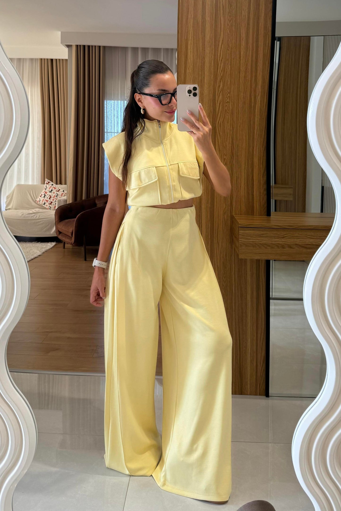 Fauna Sarı Modal Cep Detaylı Takım