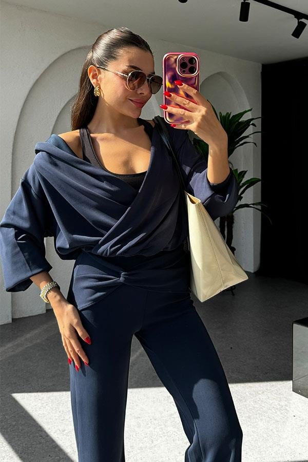 Felice Modal Kumaş Tasarım Lacivert Takım