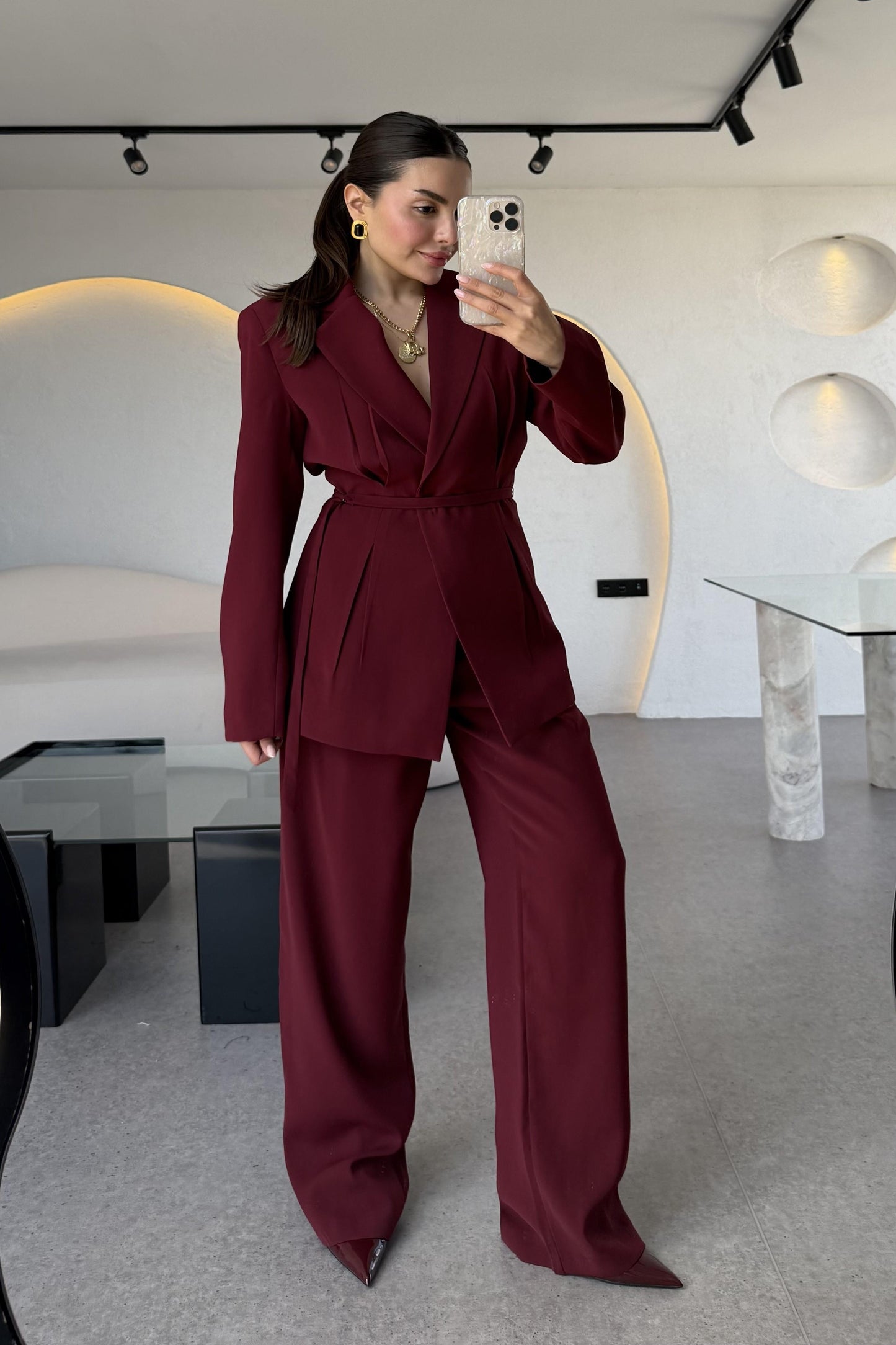 Frand Bordo Premium Krep Pantolon