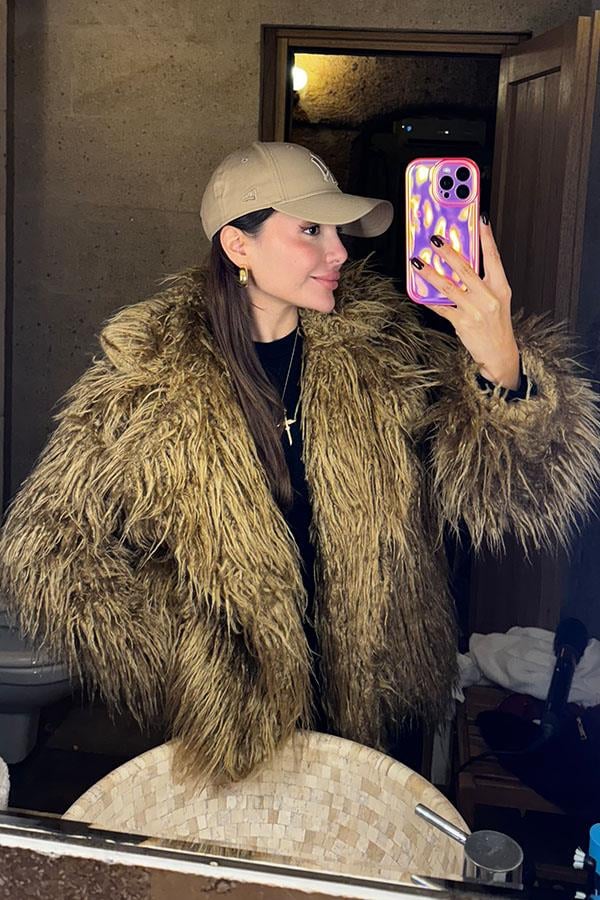 Franziska Kabarık Tüylü Taş Kürk