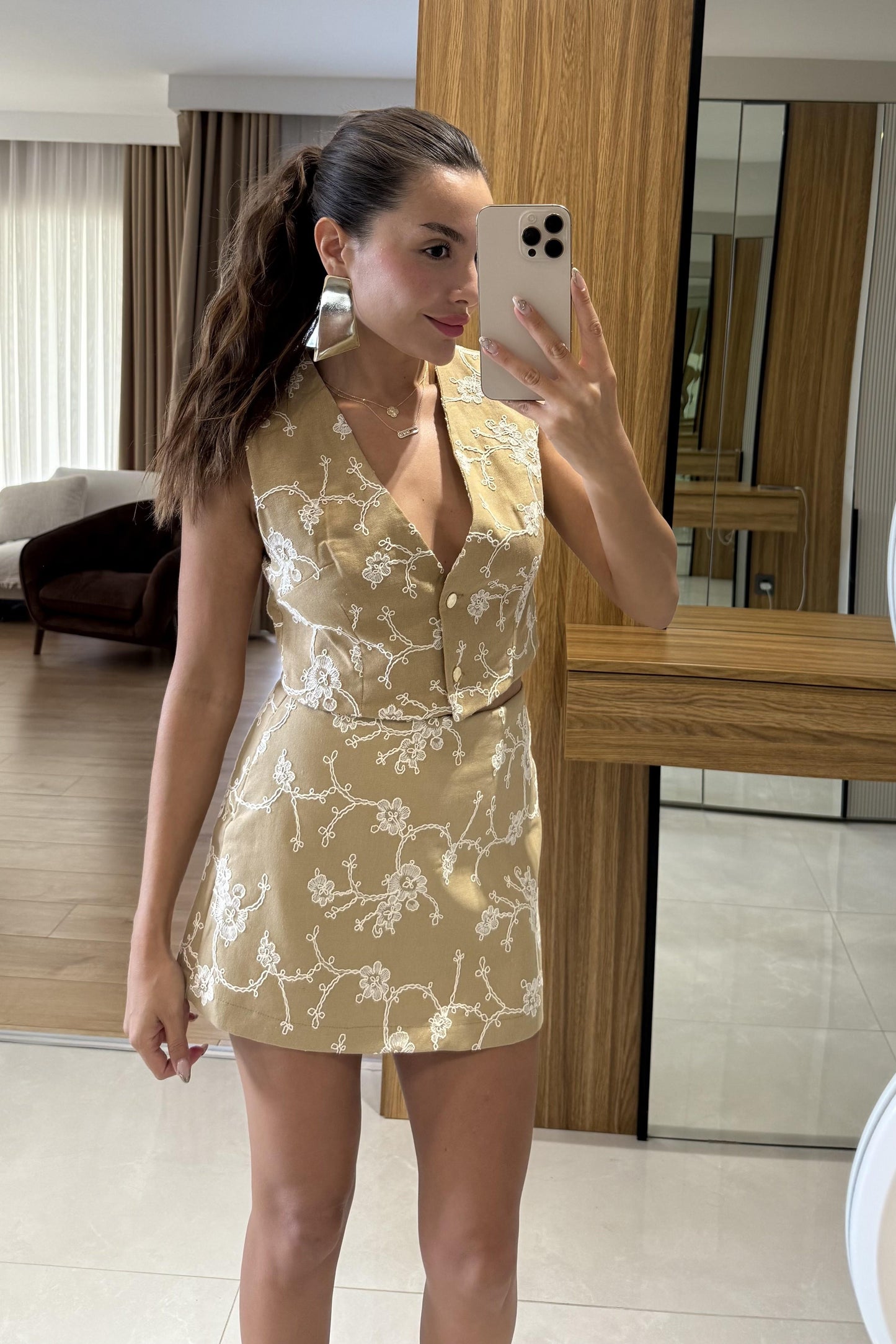 Frenchie Vizon Nakışlı Şort takım