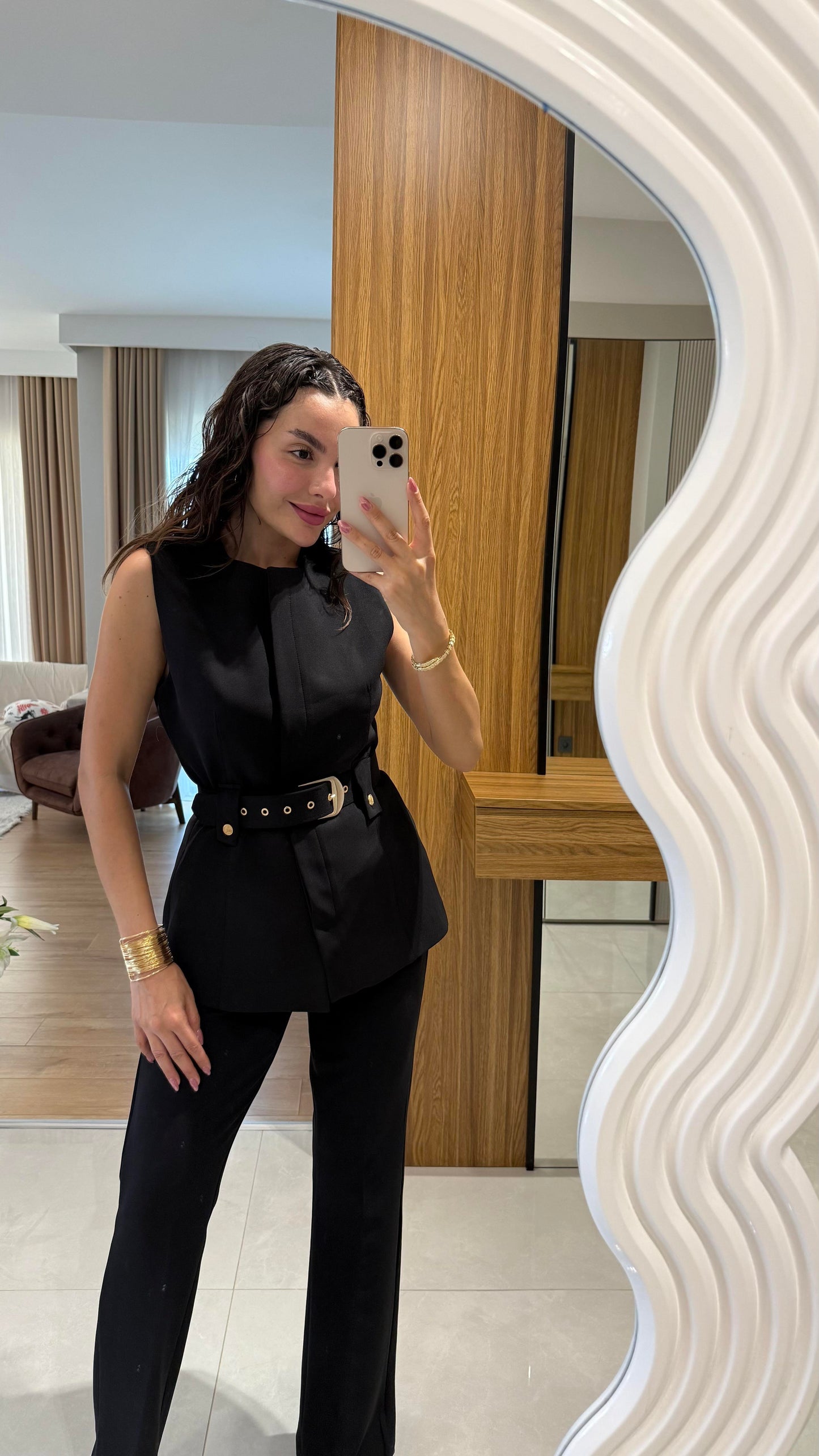 Garcia Siyah Kemerli Yelek Pantolon Takım