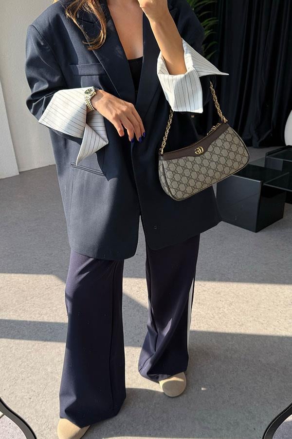 Ginevra Bilek Detaylı Oversize Lacivert Ceket