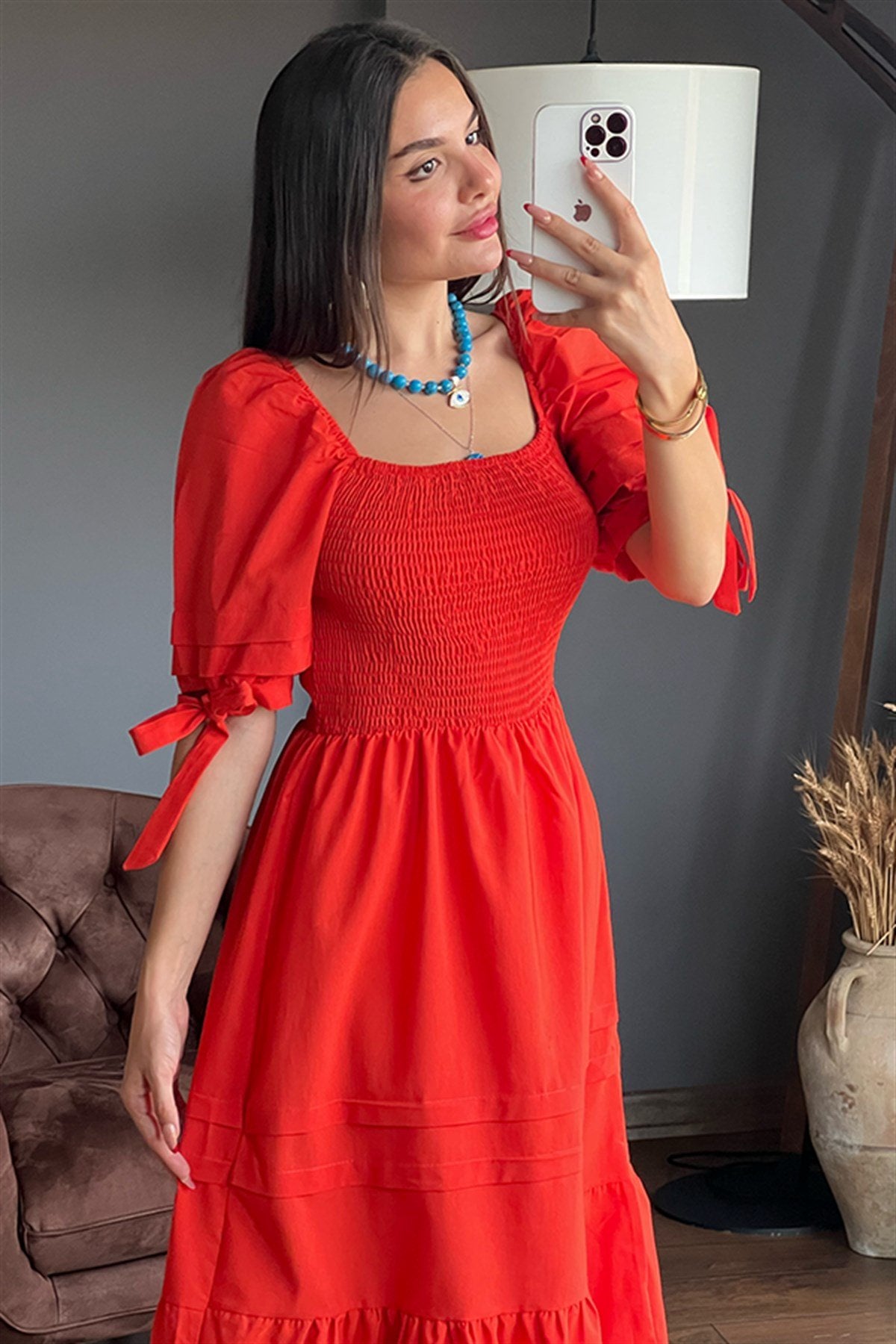 Grazia önü gipeli nar çiçeği çan elbise