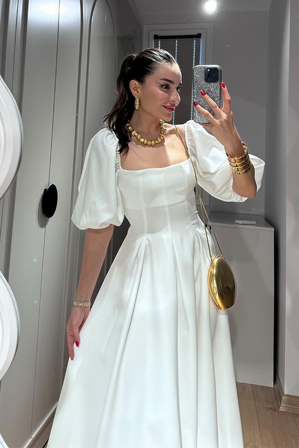 Heron Prenses Model Elbise - Beyaz