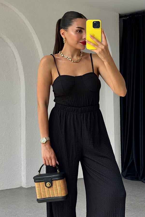 Hestia bürümcük Gloplu İkili Takım-Siyah