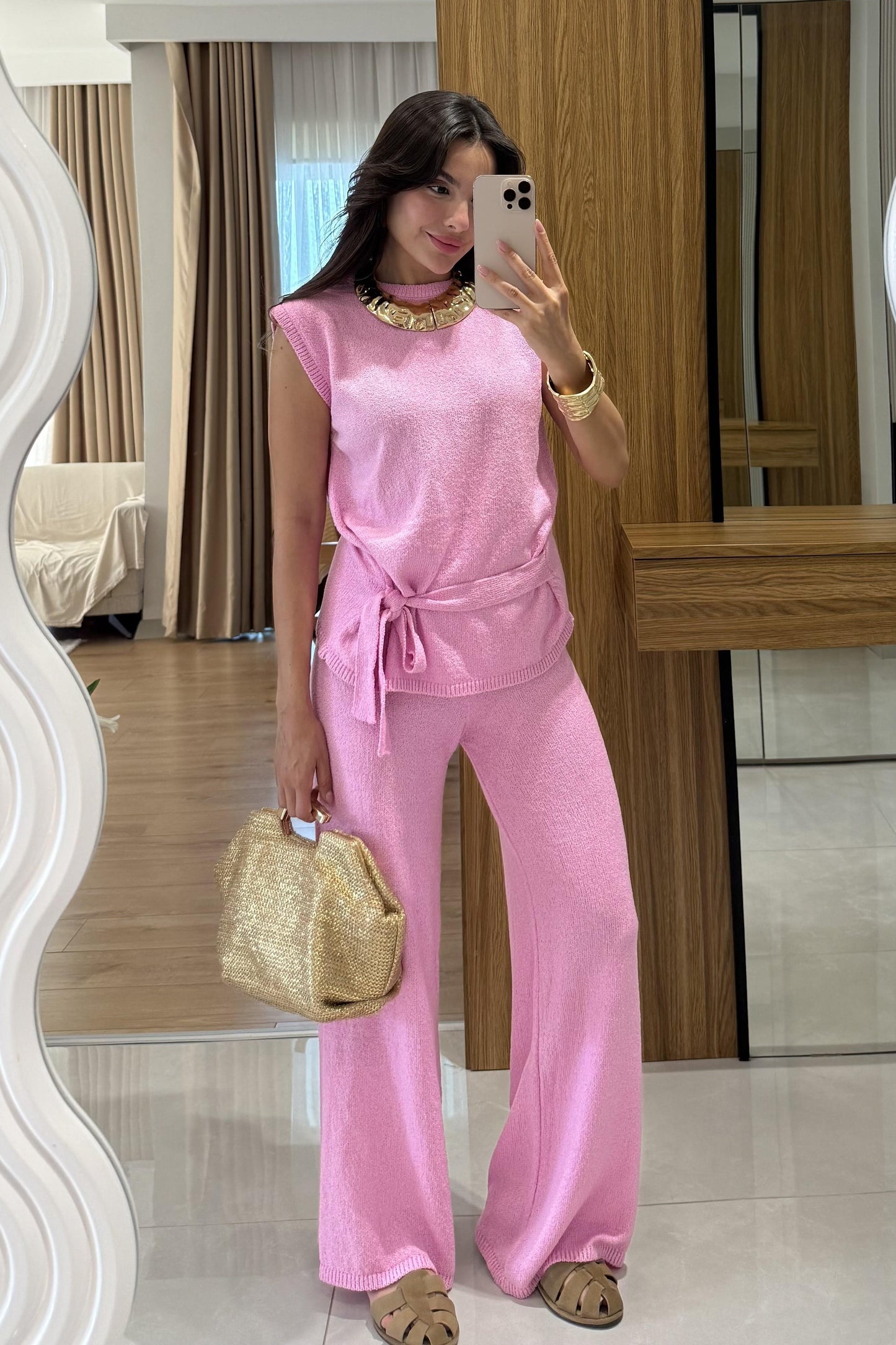 Jouel Pembe Yazlık Triko Takım
