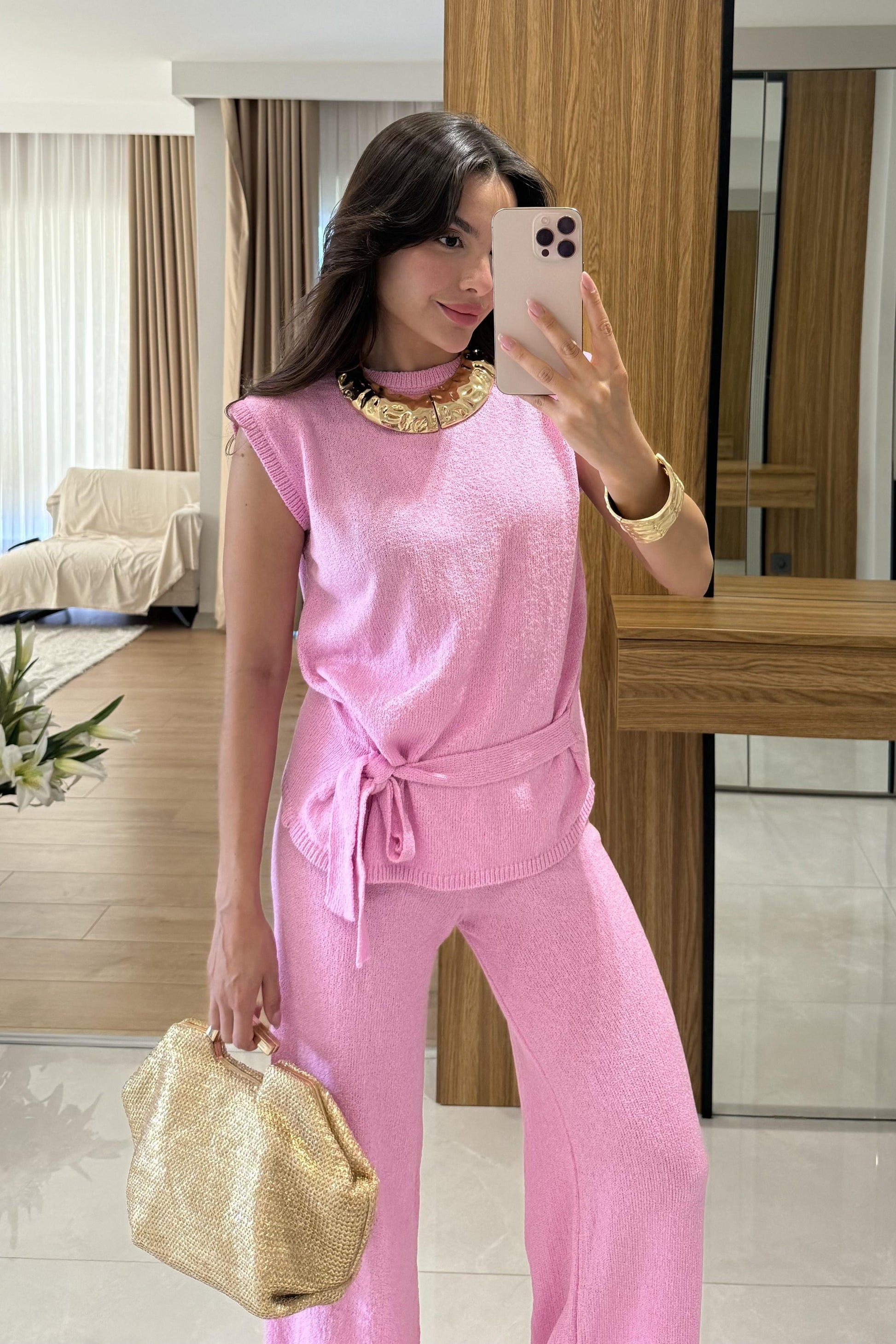Jouel Pembe Yazlık Triko Takım