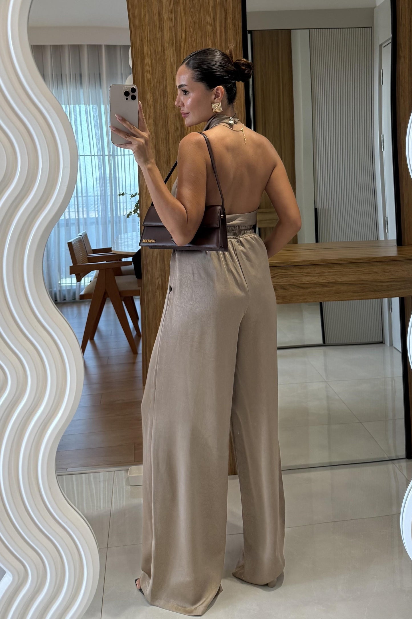 Jullie Vizon Saten Bluz Pantolon Takım