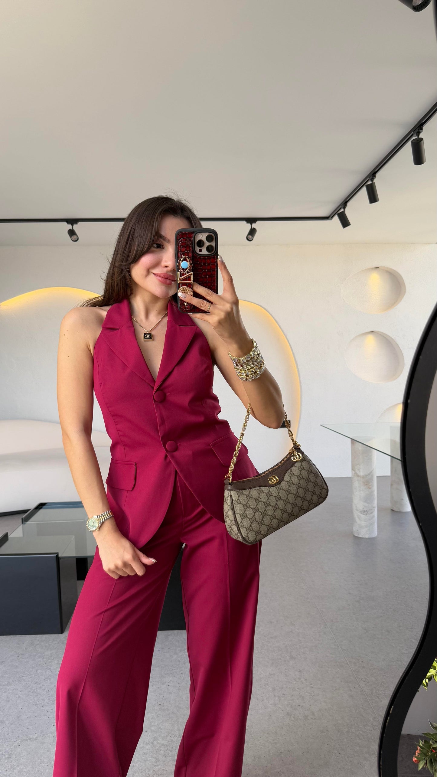 Junior Bordo Yelekli Premium Takım