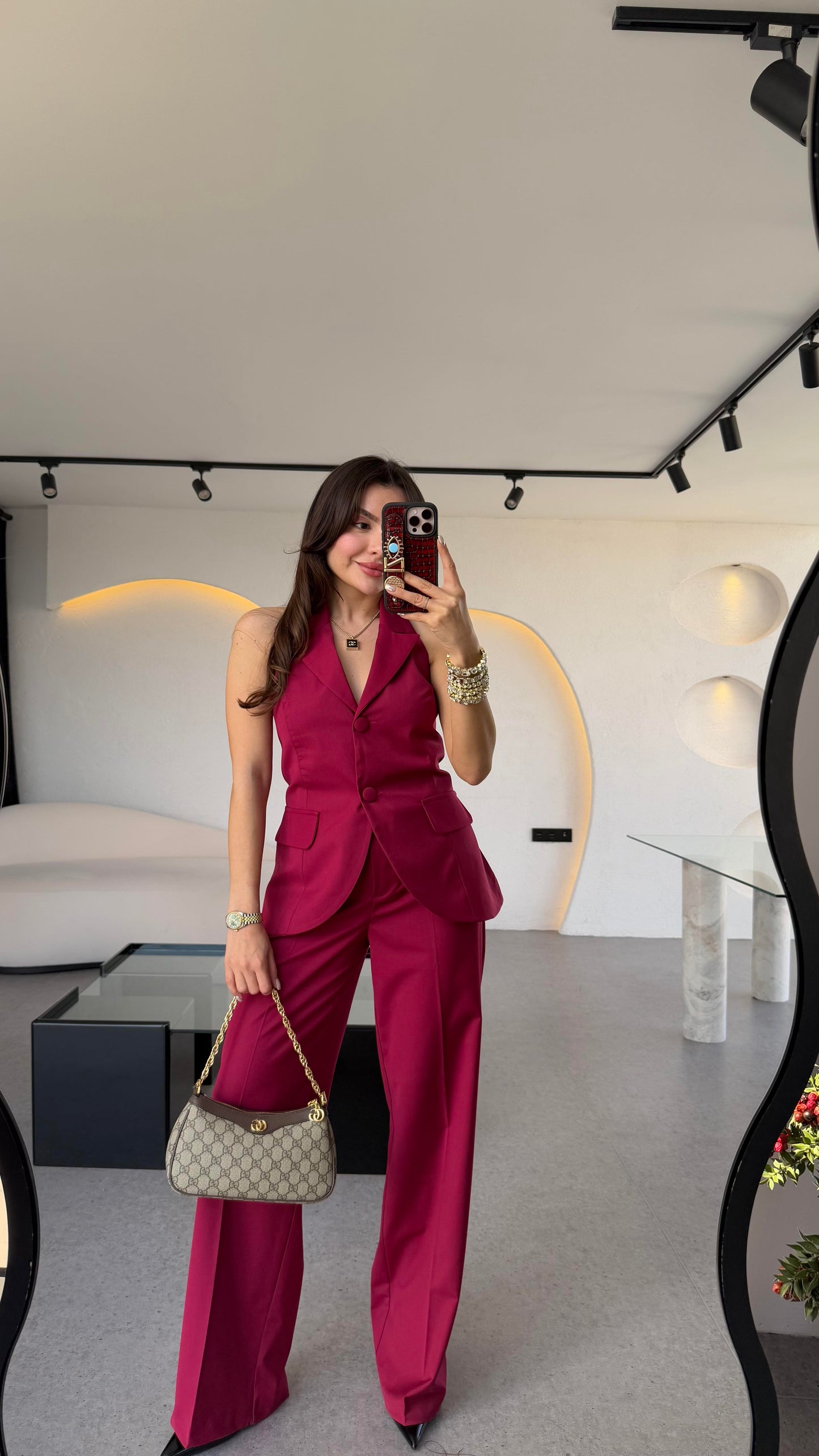 Junior Bordo Yelekli Premium Takım