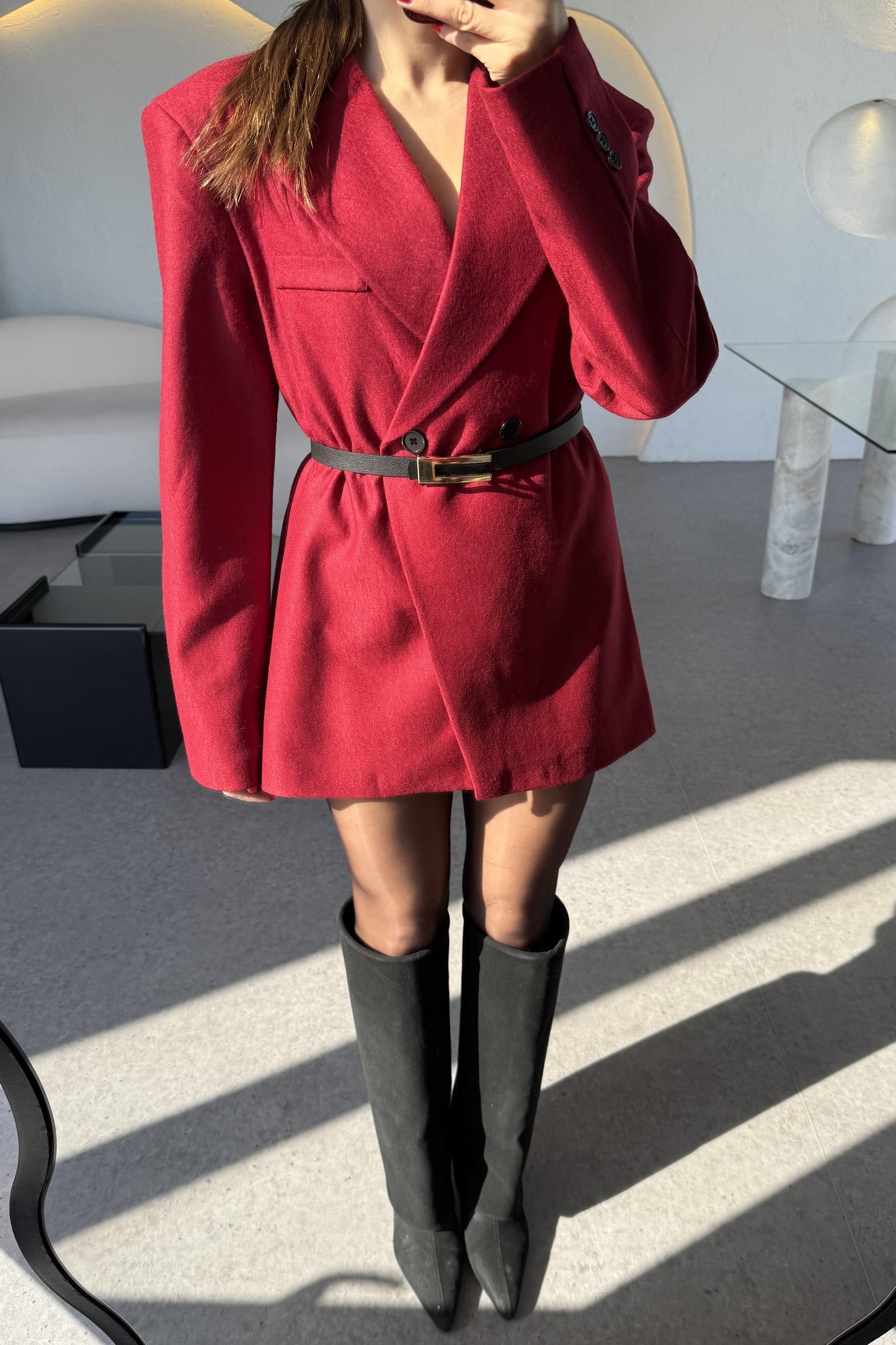 Juniper Bordo Kaşe Blazer Ceket