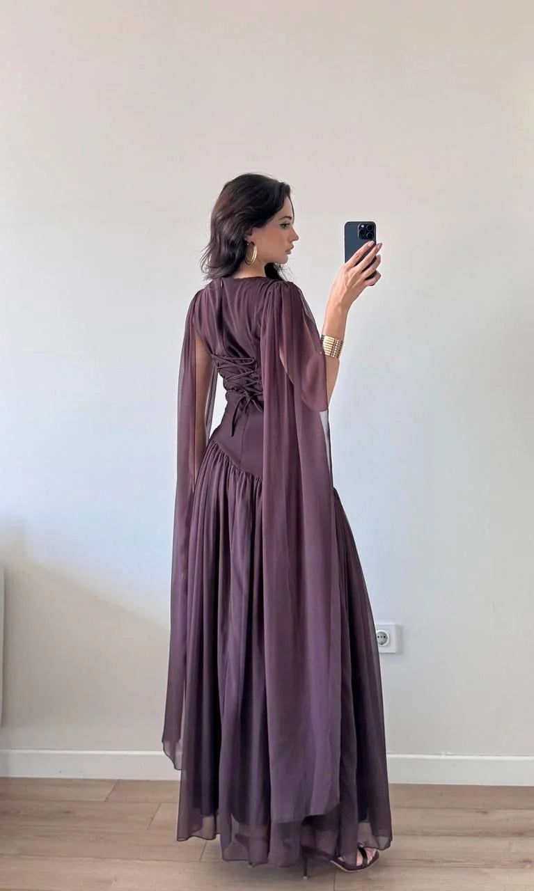 Maxi Pelerinli Elbise