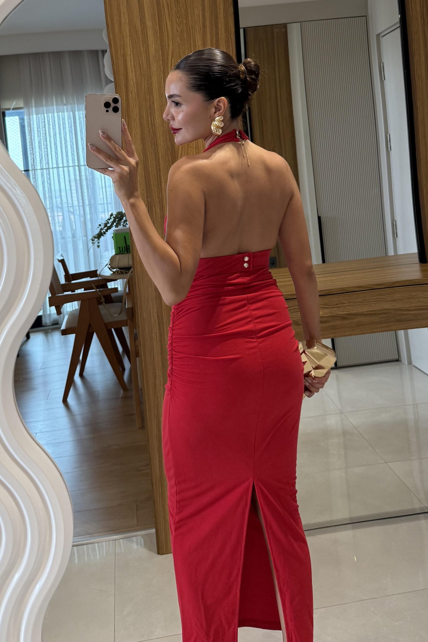Keira Kırmızı Aksesuar Detaylı Elbise
