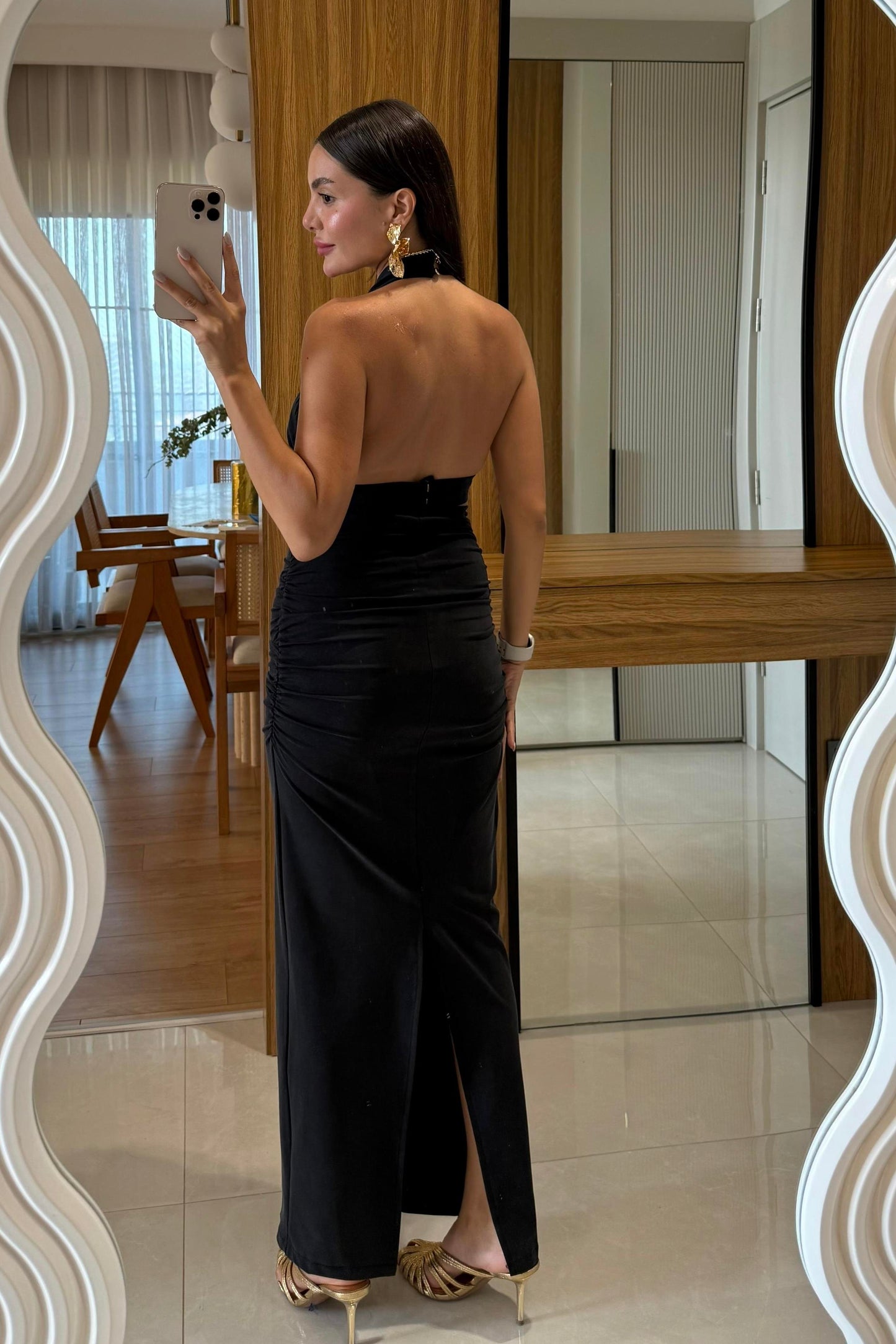 Keira Soluk Siyah Aksesuar Detaylı Elbise