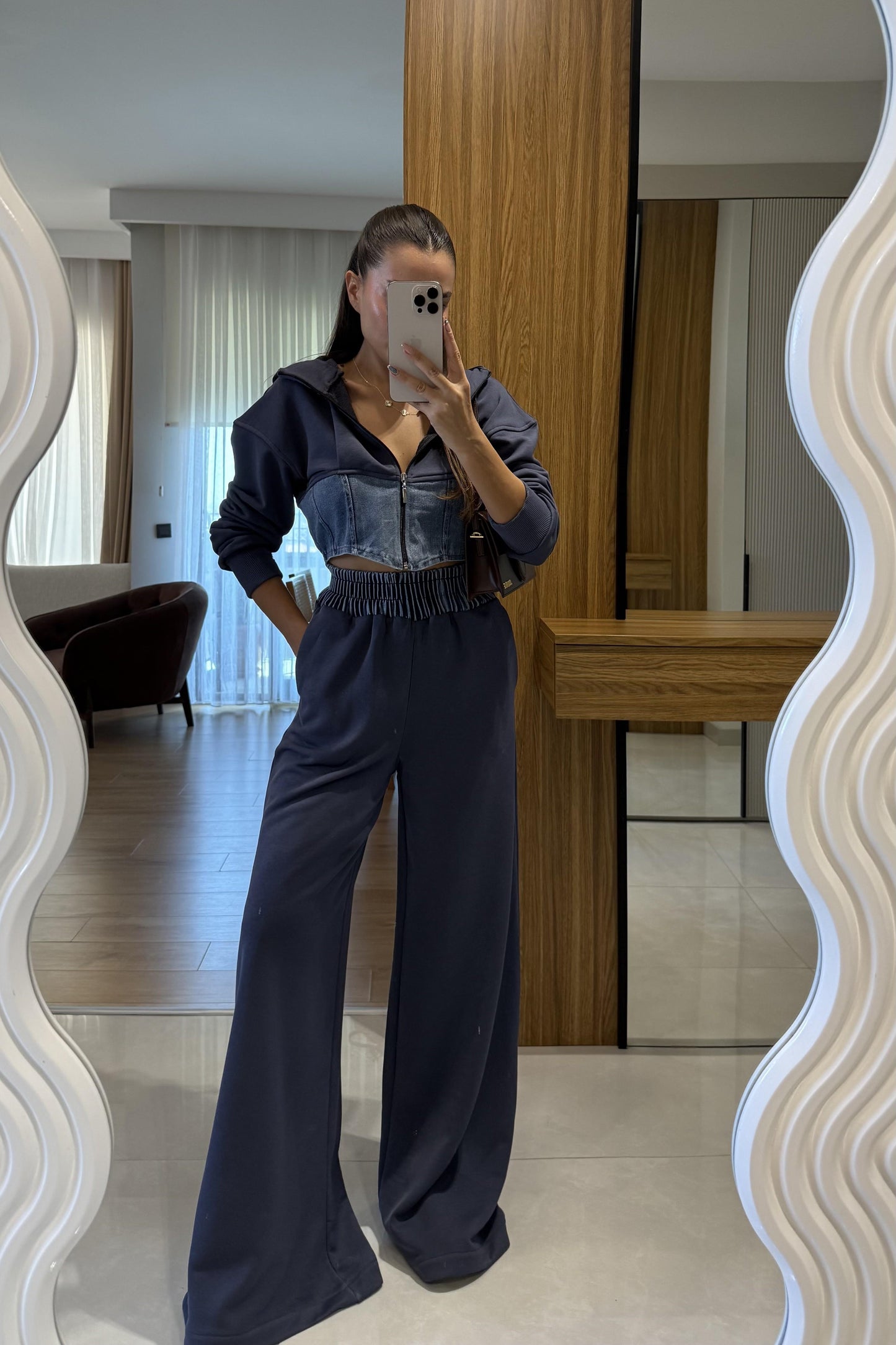 Kerry Antrasit Denim Karışımlı Takım