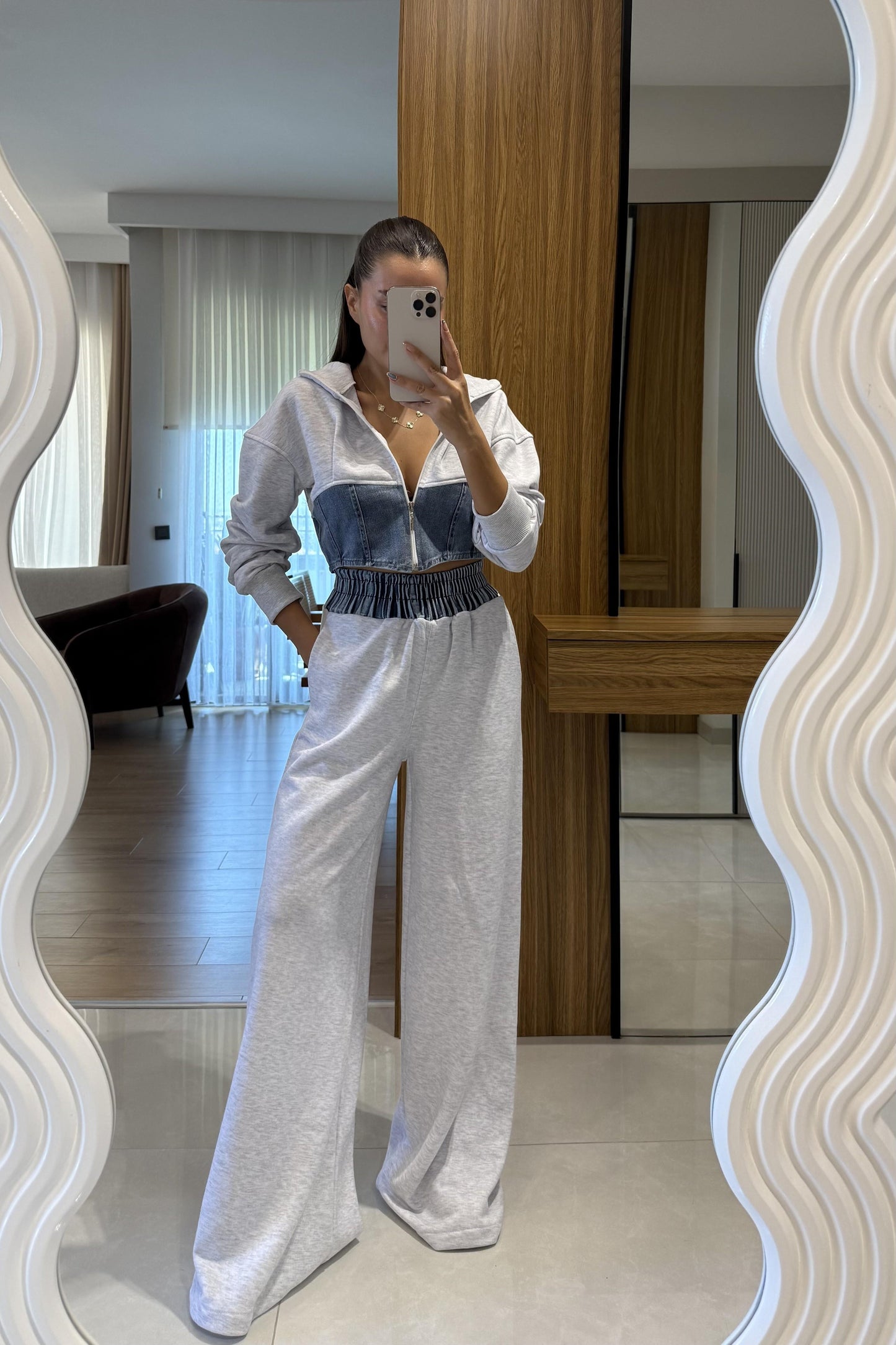 Kerry Gri Denim Karışımlı Takım