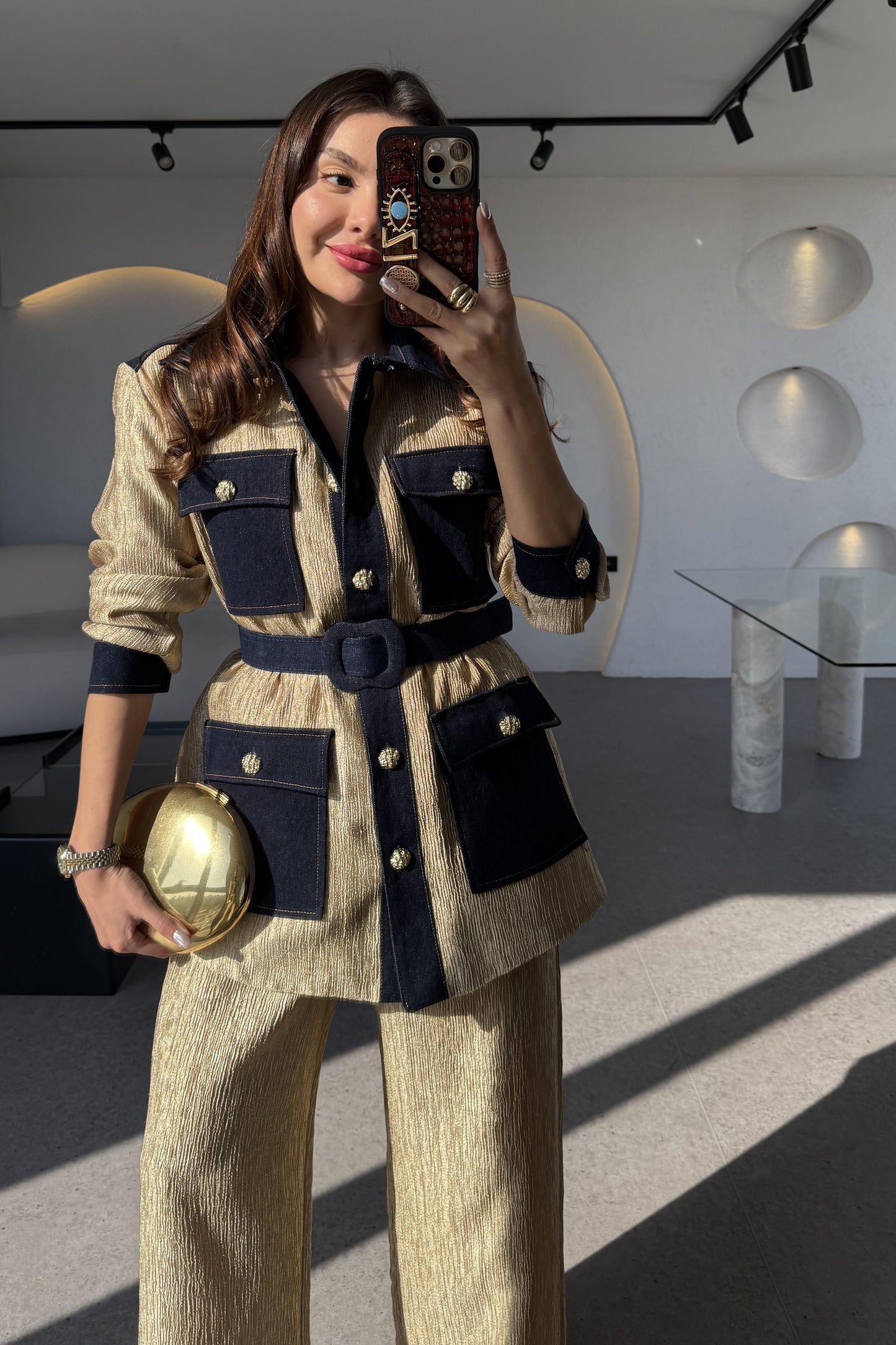 Kowski Gold Kırinkıl Denim Kumaş Takım