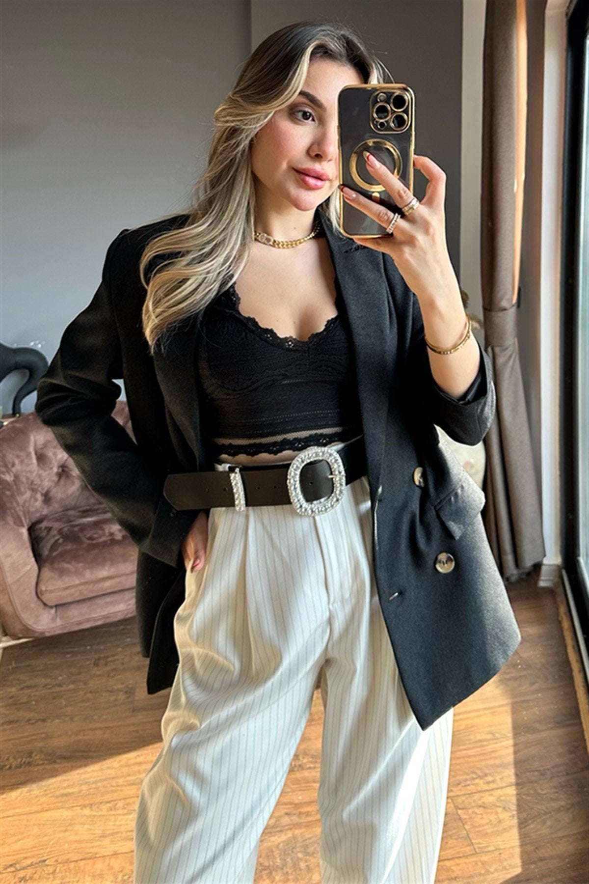 Koyu füme blazer ceket