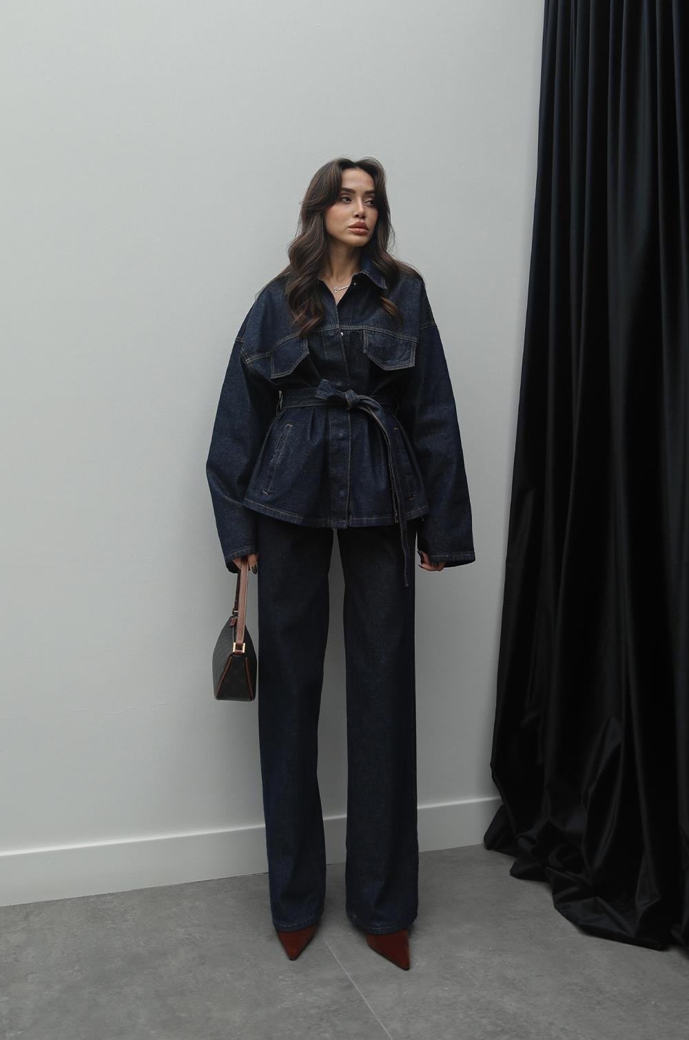 KOYU LACIVERT DENIM TAKIM